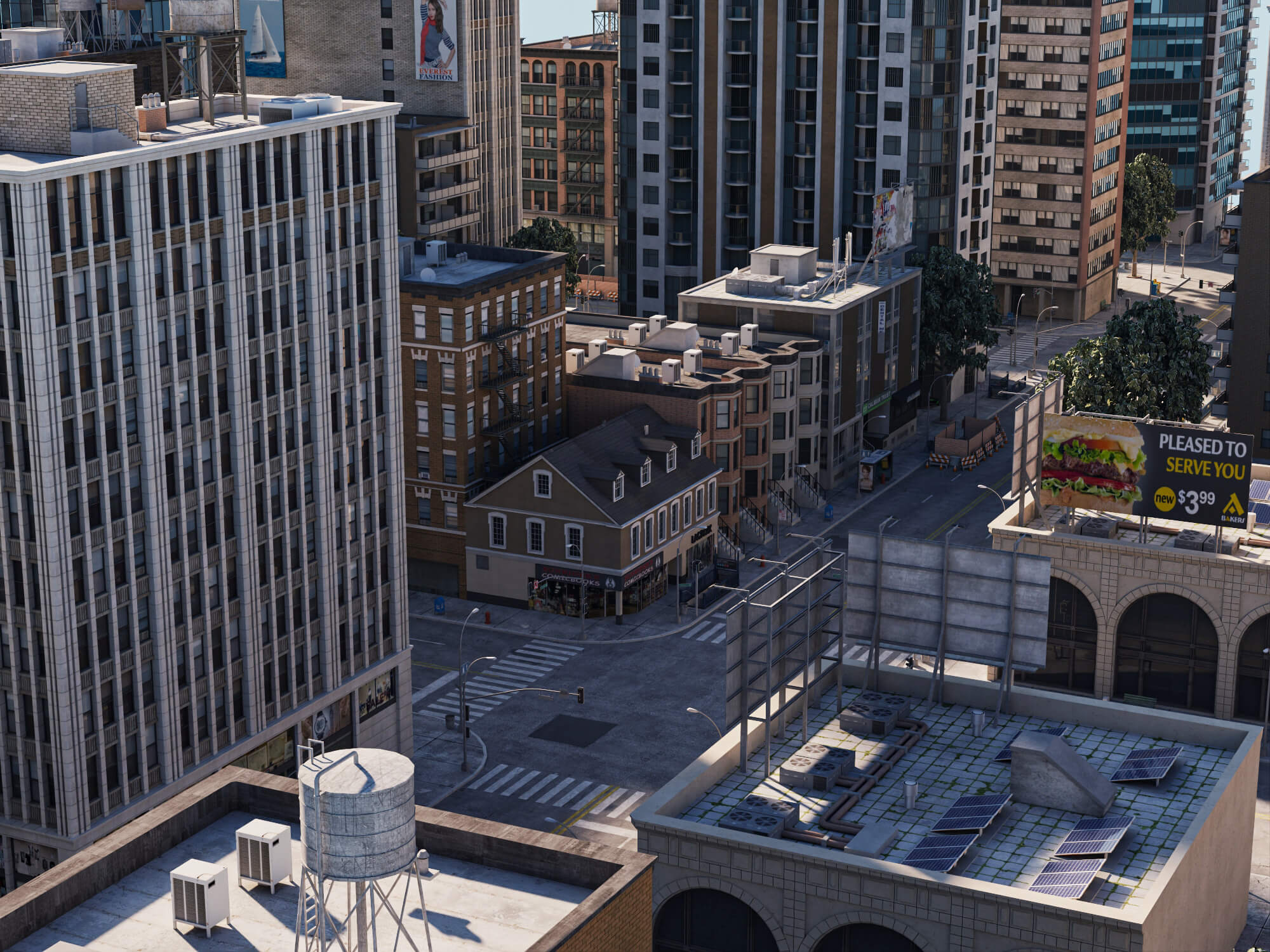 Modern City District Urban Scene Asset 3D Model