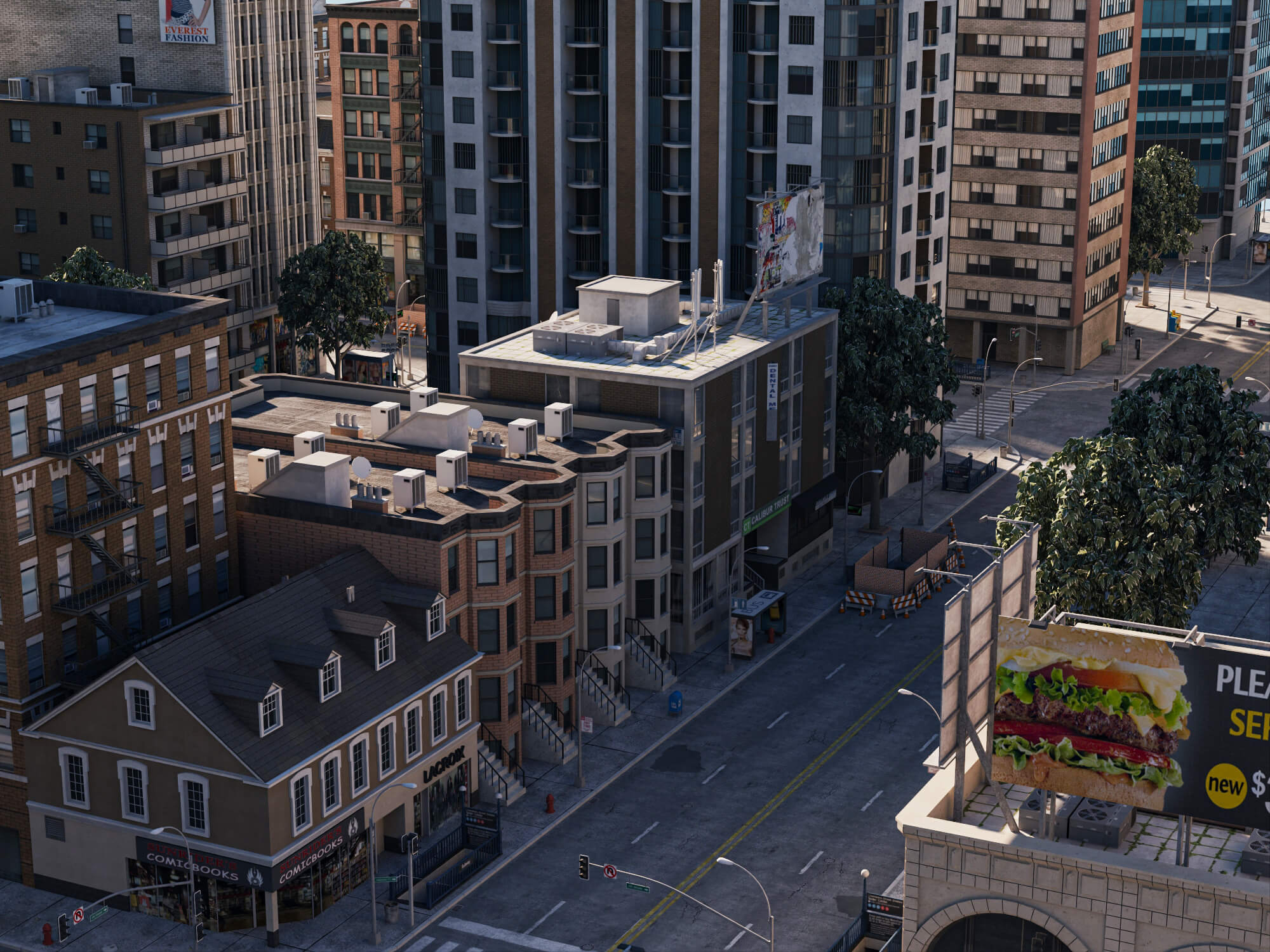 Modern City District Urban Scene Asset 3D Model