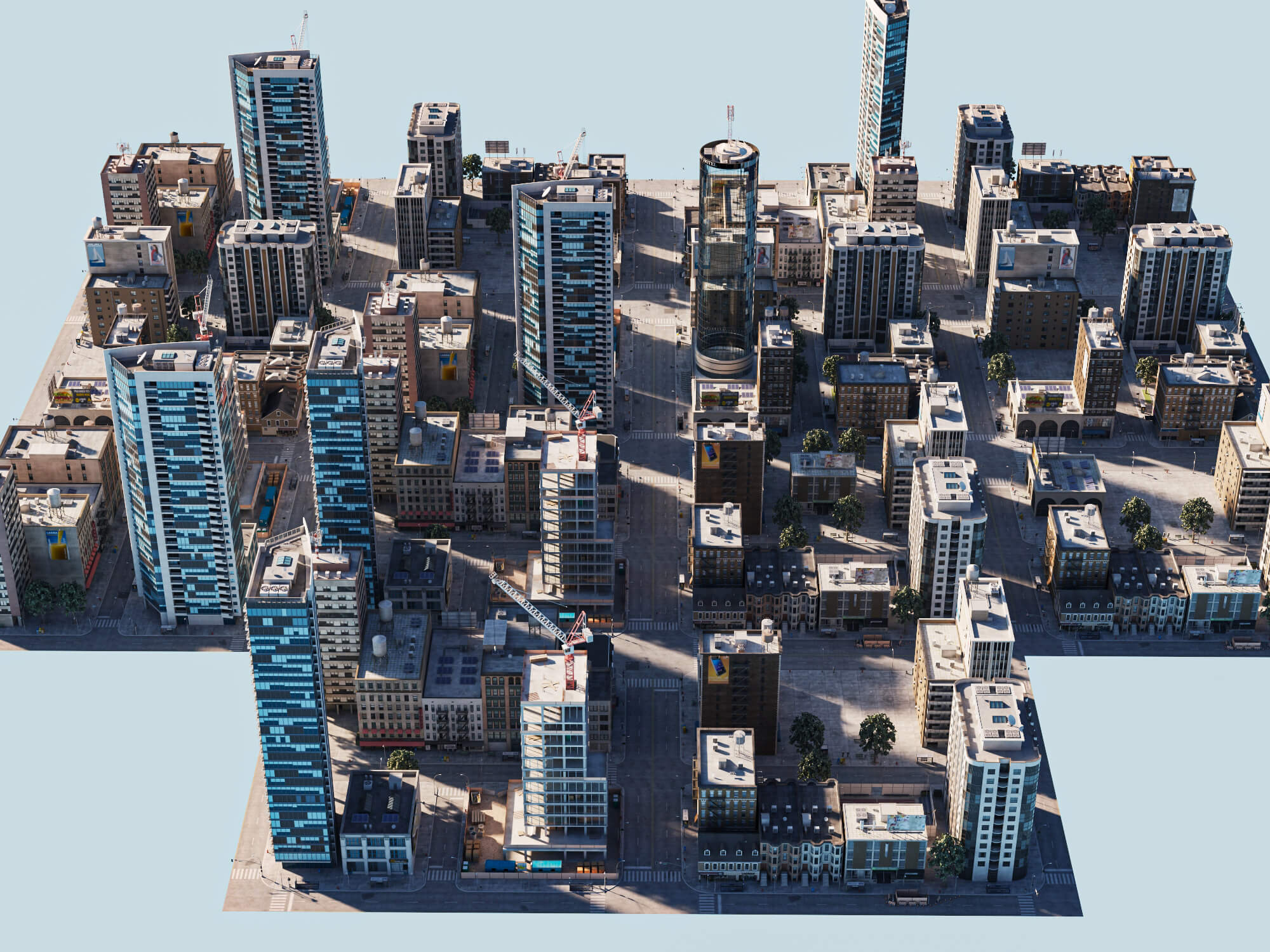 Modern City District Urban Scene Asset 3D Model