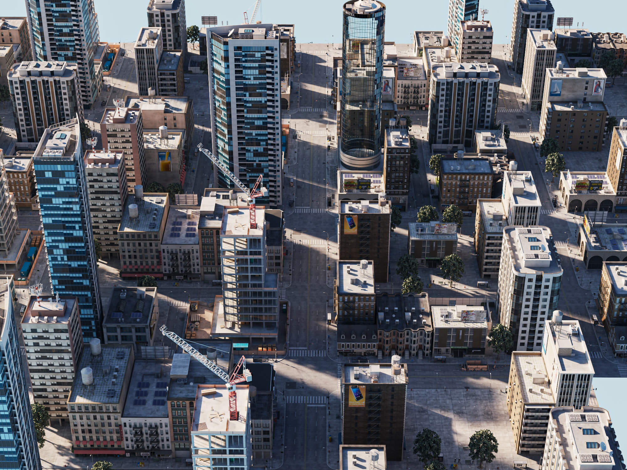 Modern City District Urban Scene Asset 3D Model