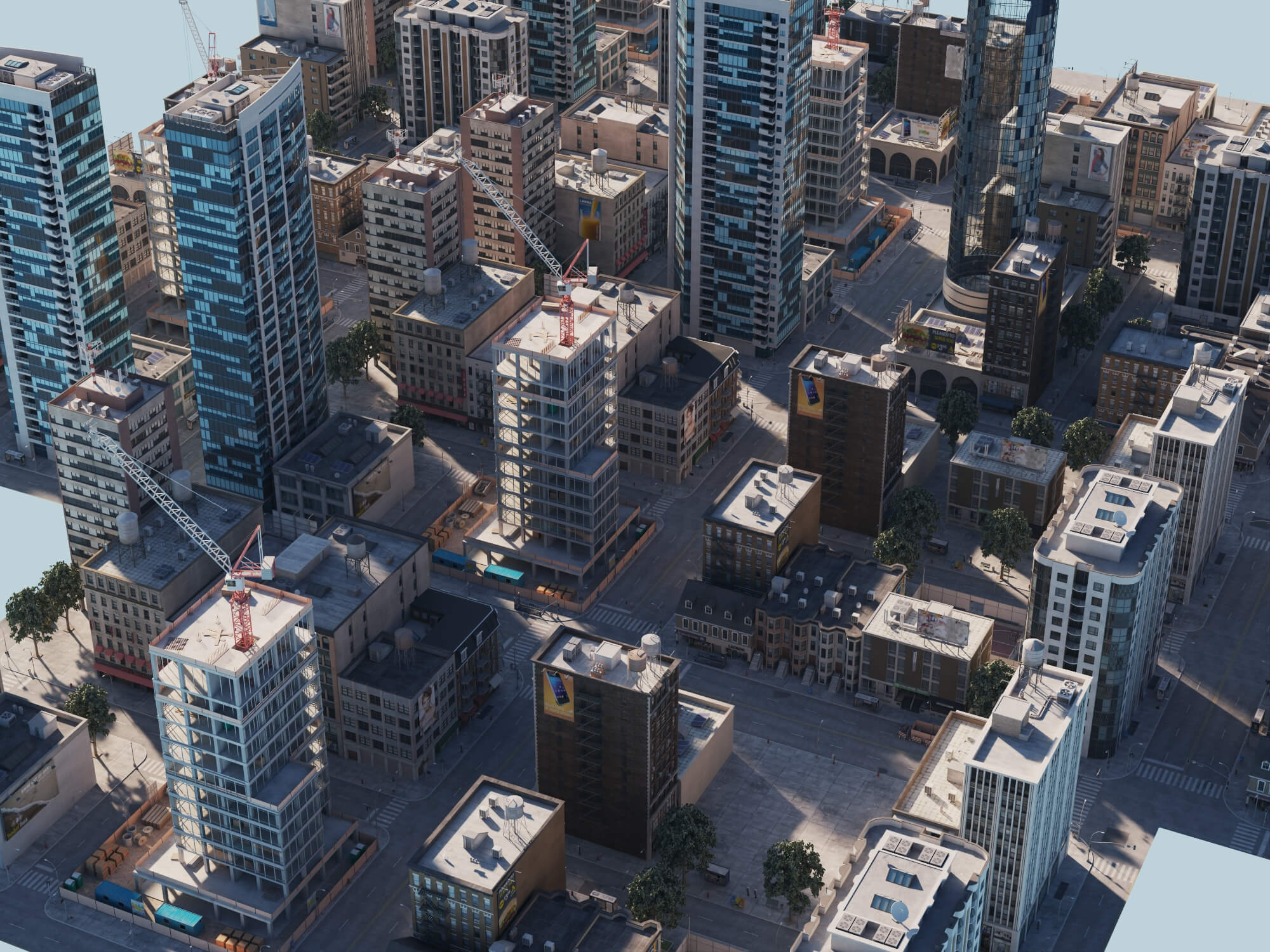Modern City District Urban Scene Asset 3D Model