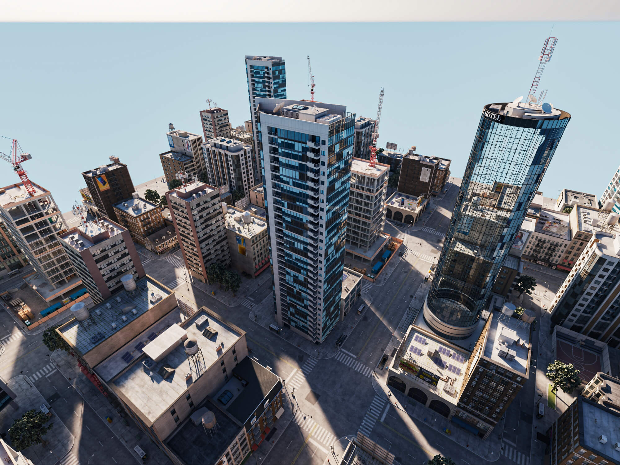 Modern City District Urban Scene Asset 3D Model