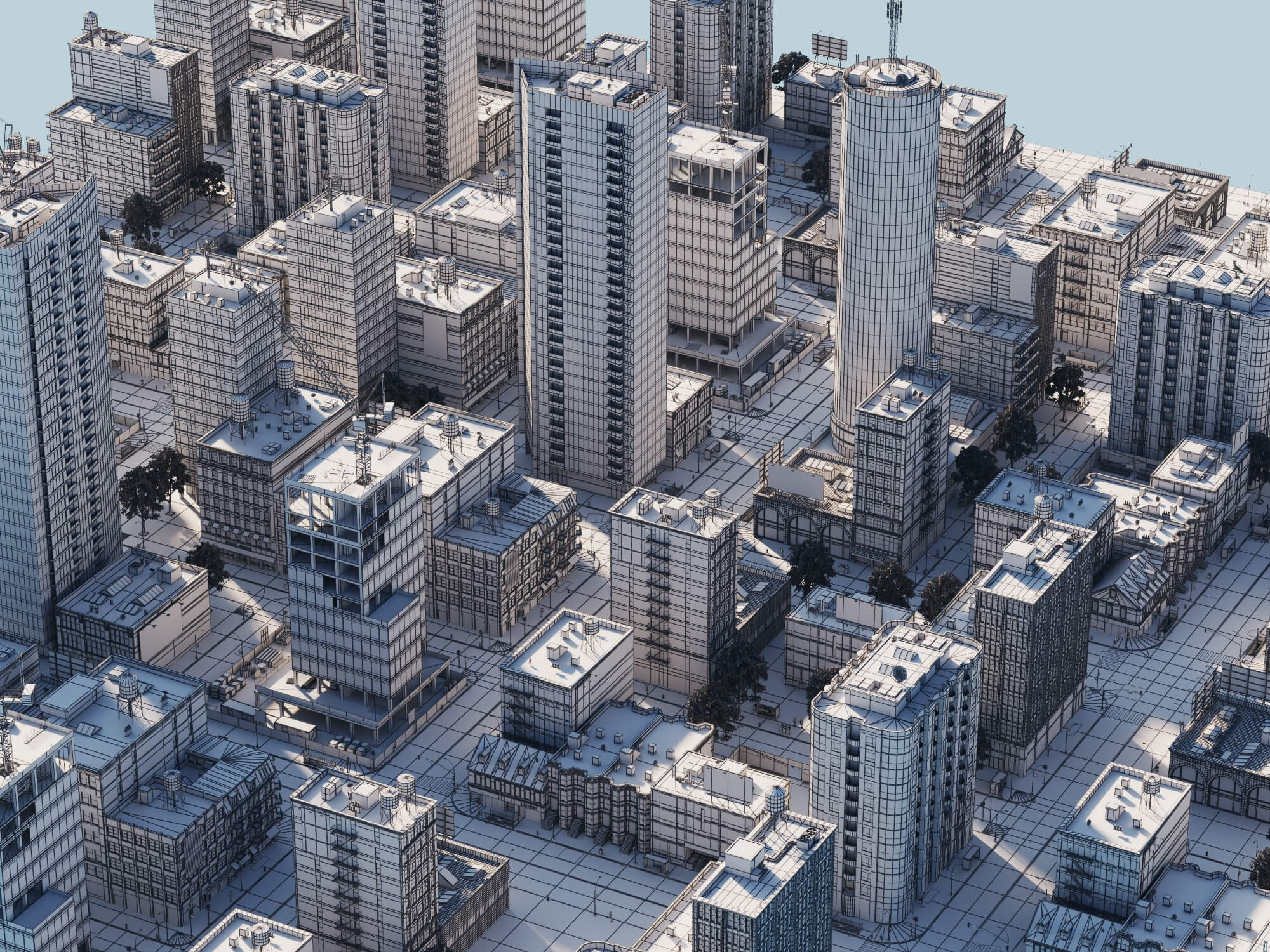 Modern City District Urban Scene Asset 3D Model