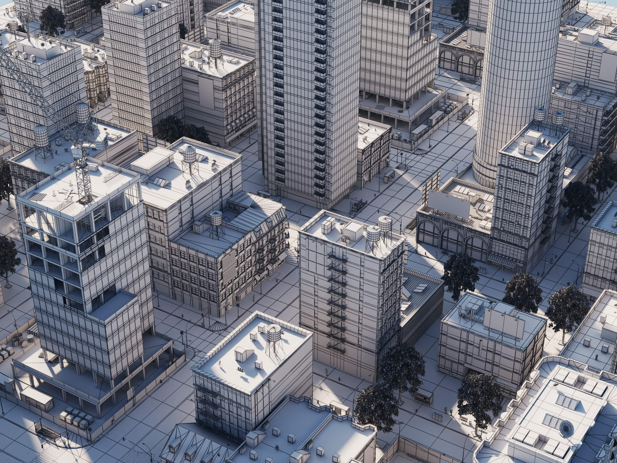 Modern City District Urban Scene Asset 3D Model