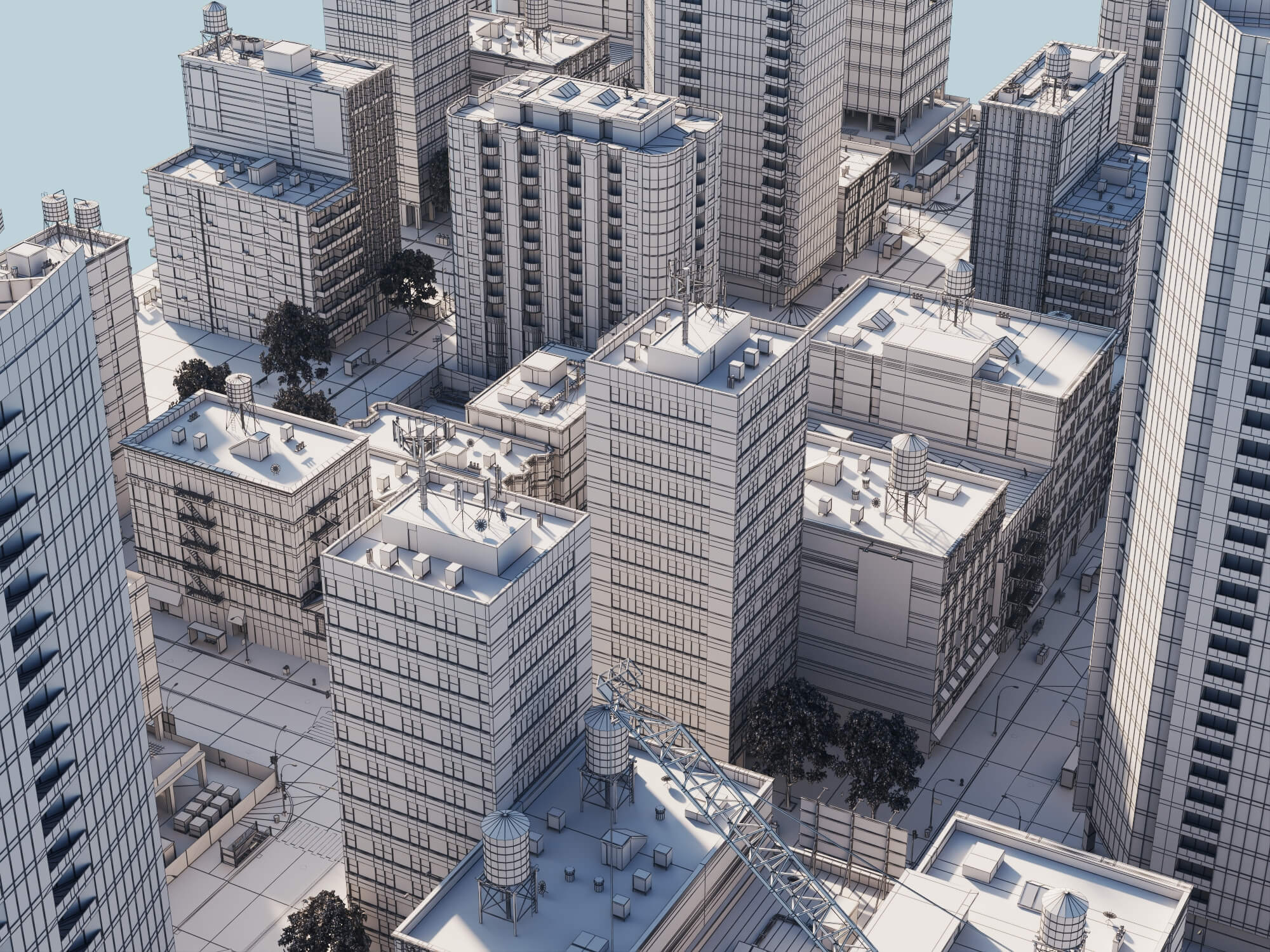 Modern City District Urban Scene Asset 3D Model