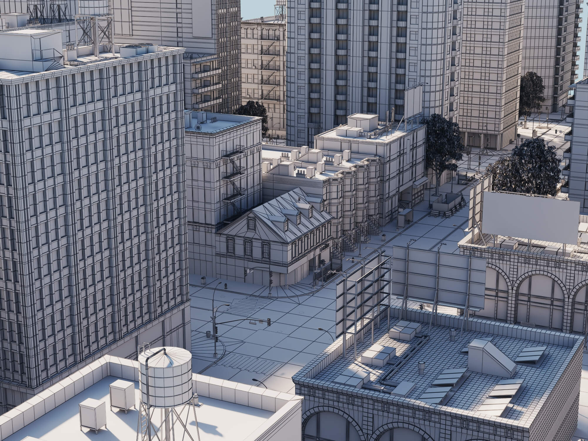 Modern City District Urban Scene Asset 3D Model
