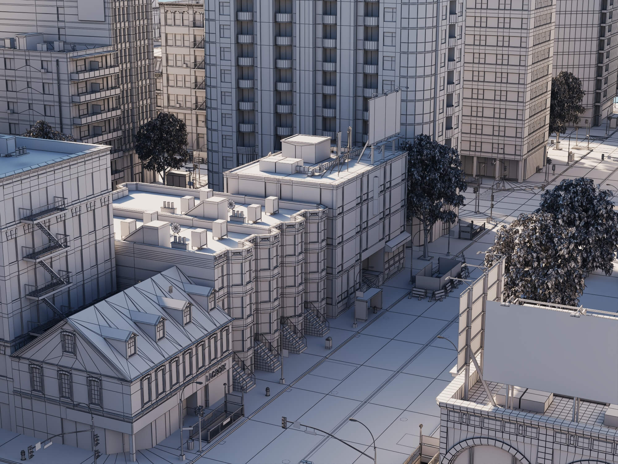 Modern City District Urban Scene Asset 3D Model