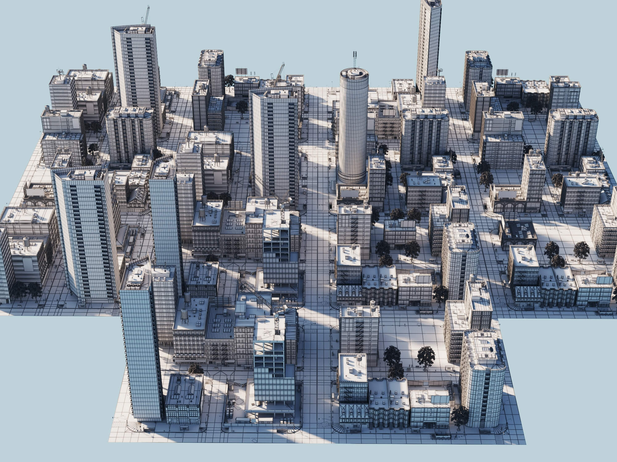 Modern City District Urban Scene Asset 3D Model