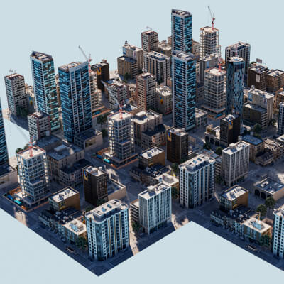 Modern City District Urban Scene Asset
