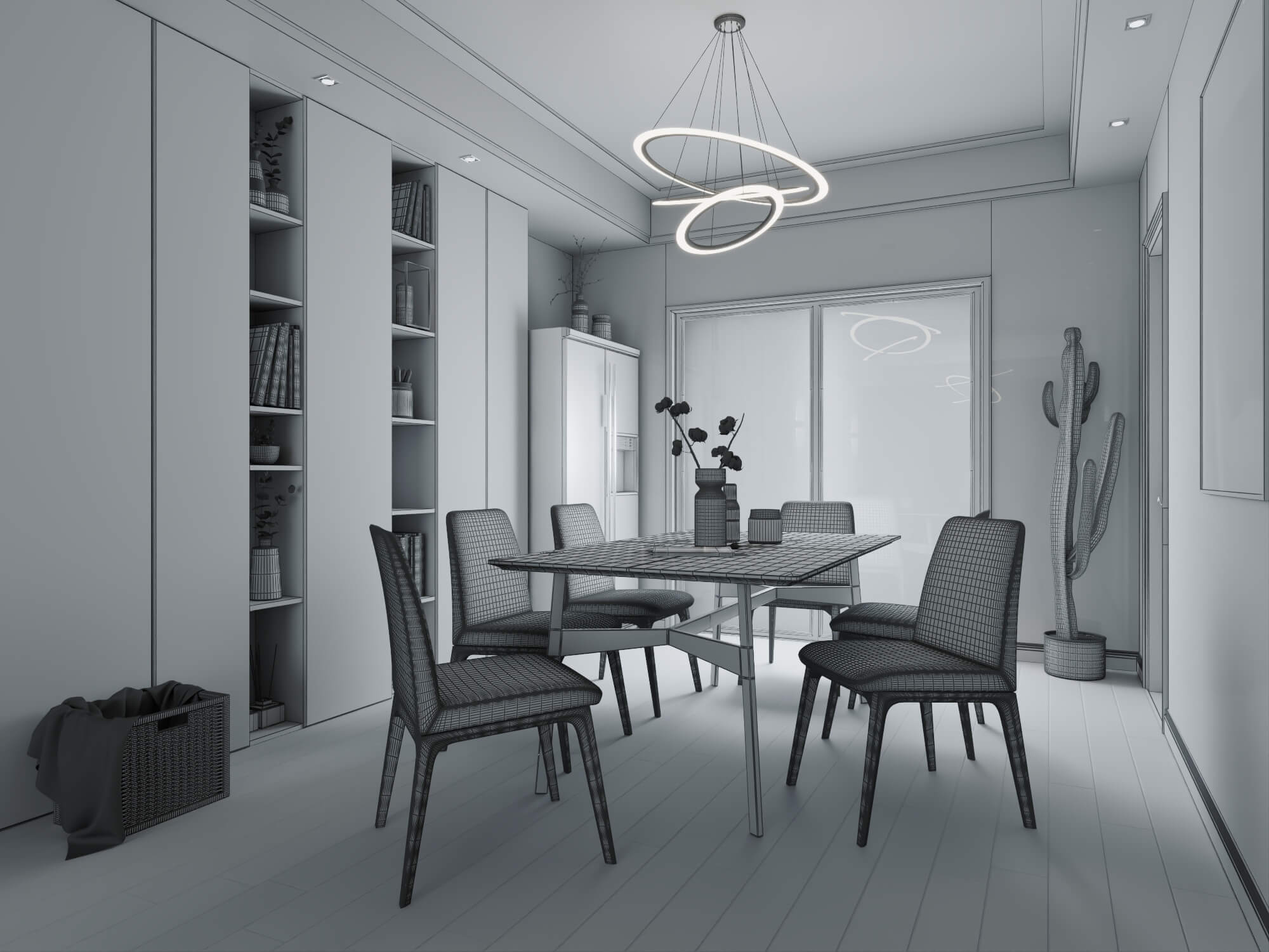 Modern Dining Room Interior 3D Model 3D Model