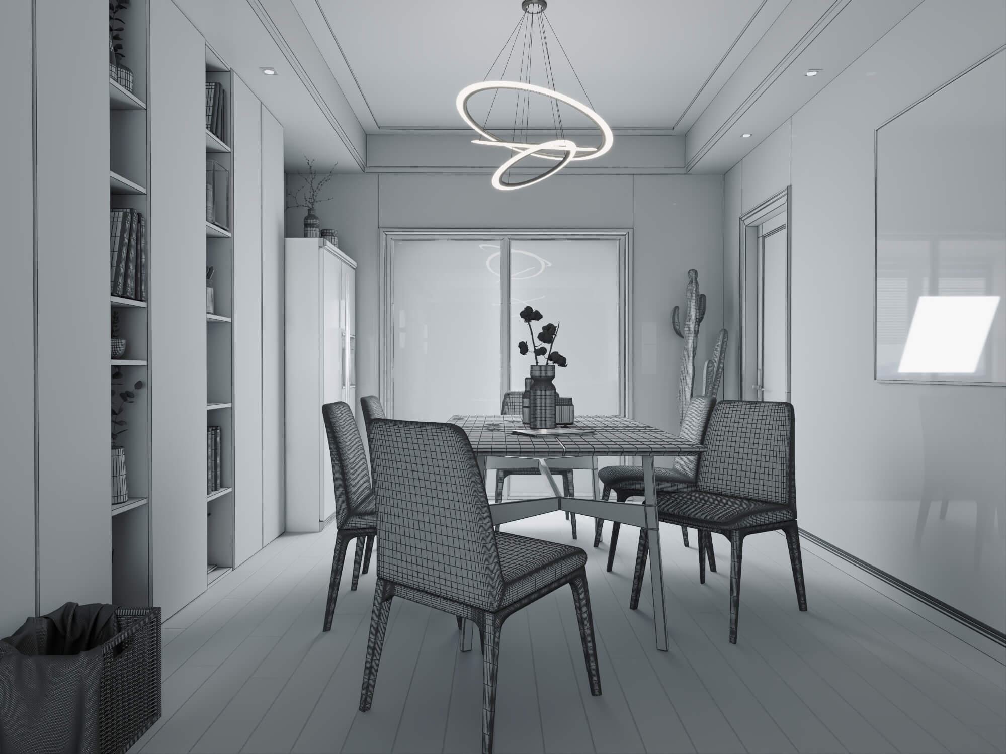 Modern Dining Room Interior 3D Model 3D Model