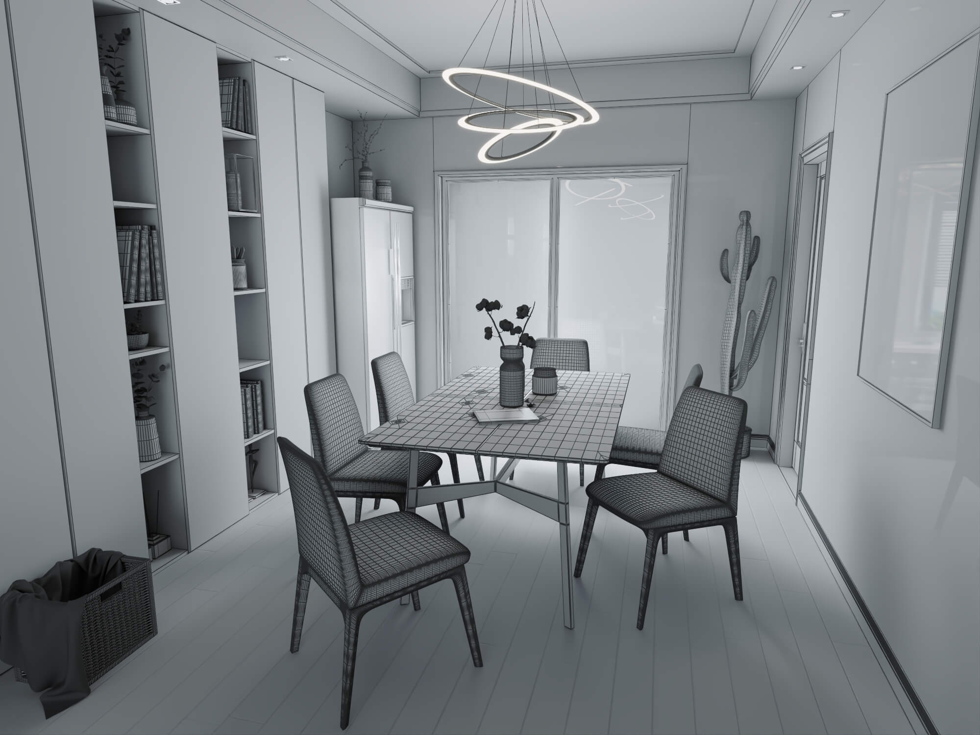 Modern Dining Room Interior 3D Model 3D Model