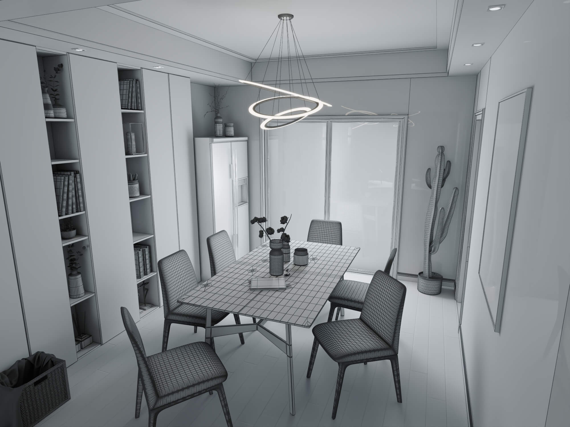 Modern Dining Room Interior 3D Model 3D Model
