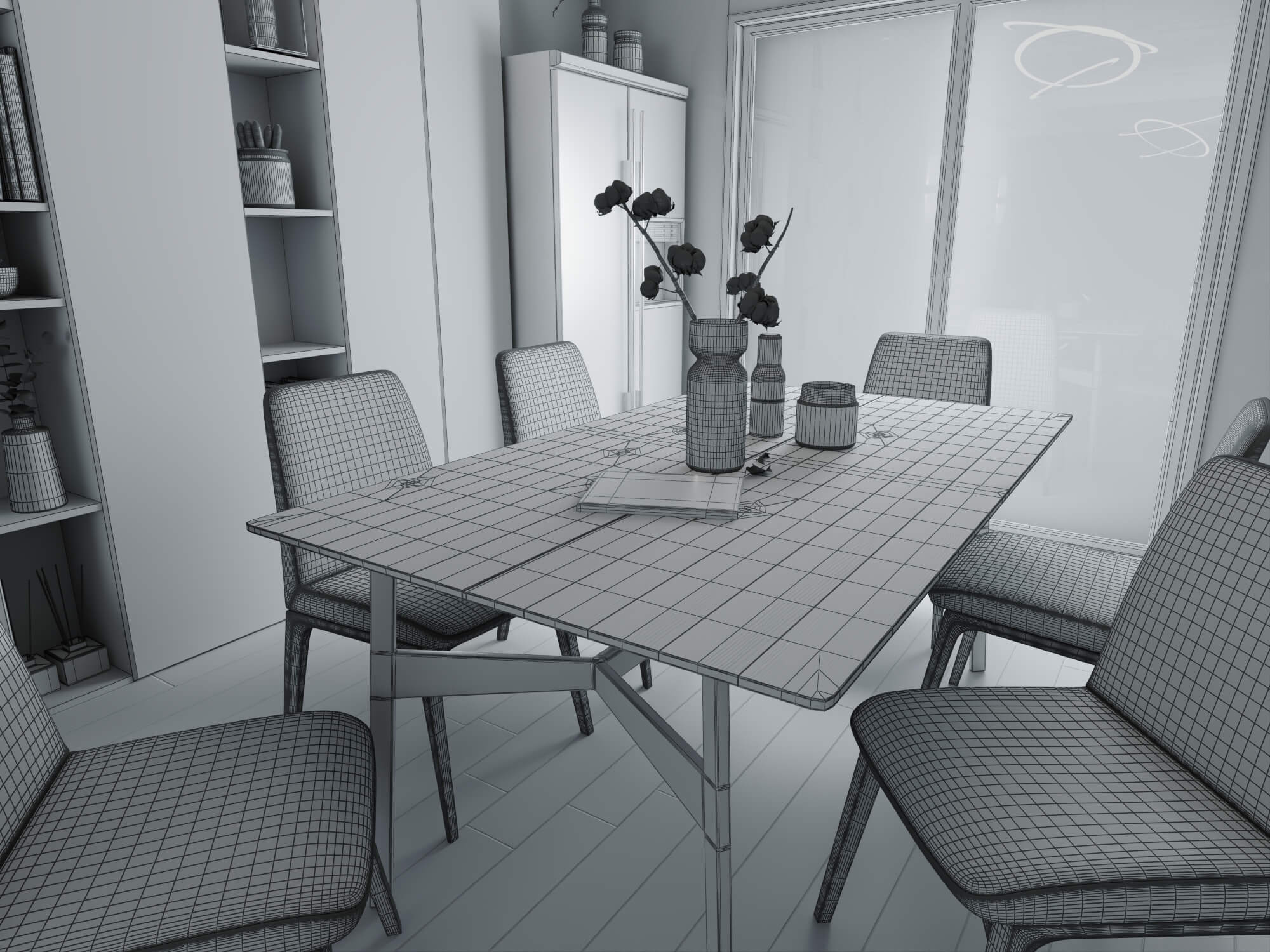 Modern Dining Room Interior 3D Model 3D Model