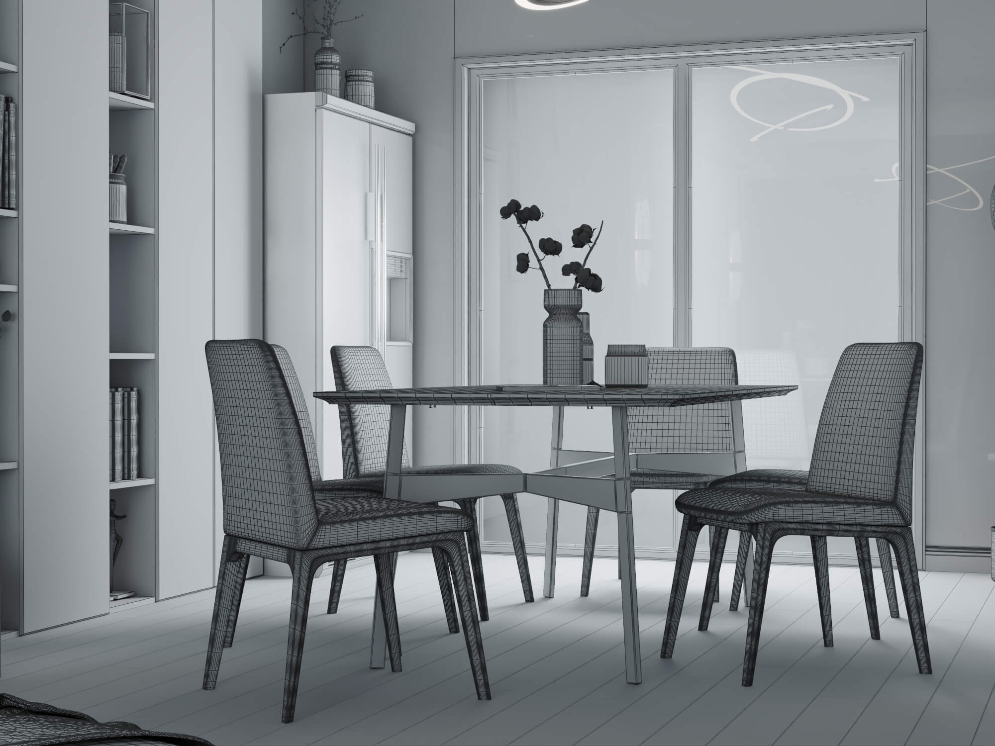 Modern Dining Room Interior 3D Model 3D Model