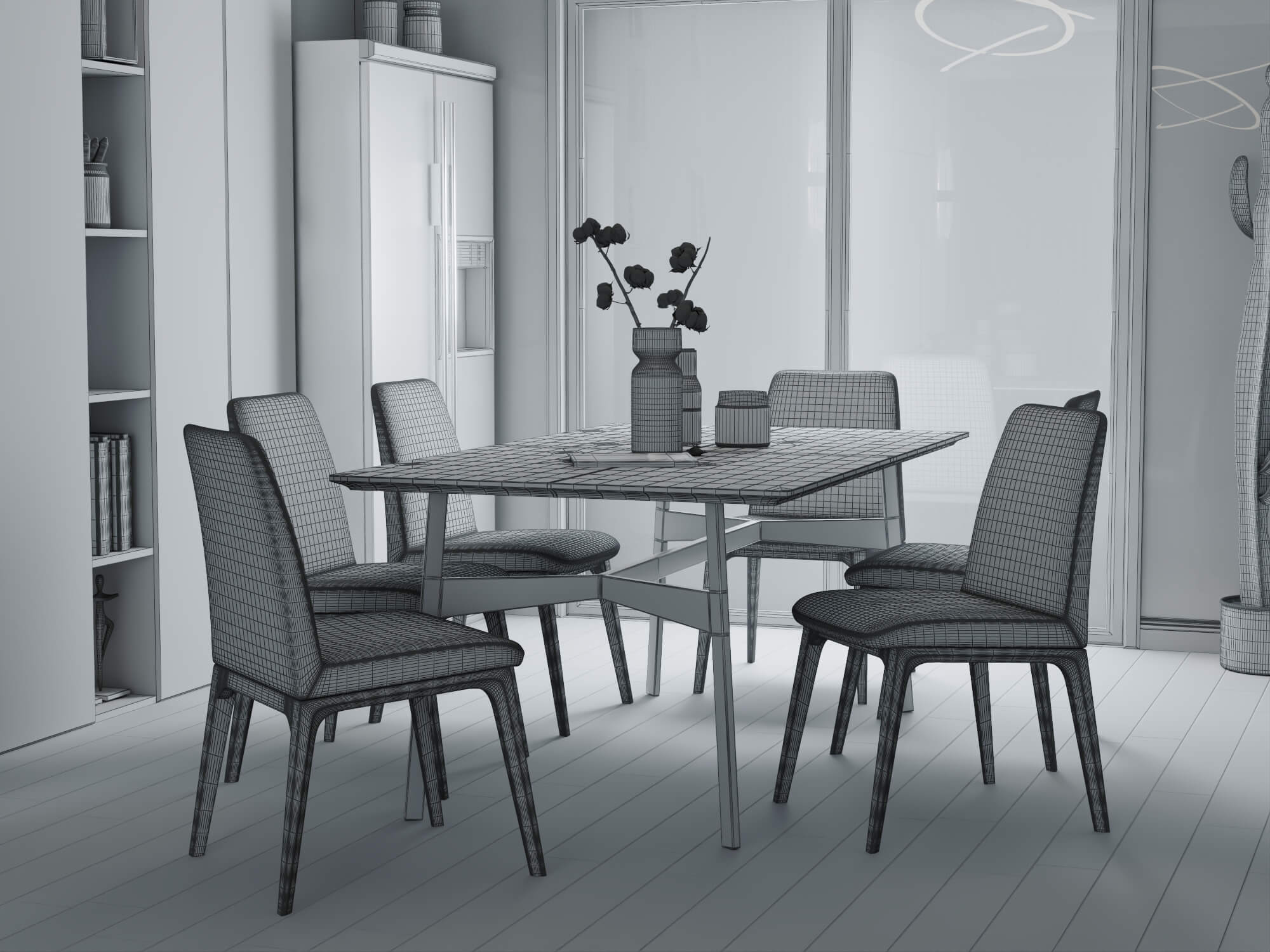 Modern Dining Room Interior 3D Model 3D Model