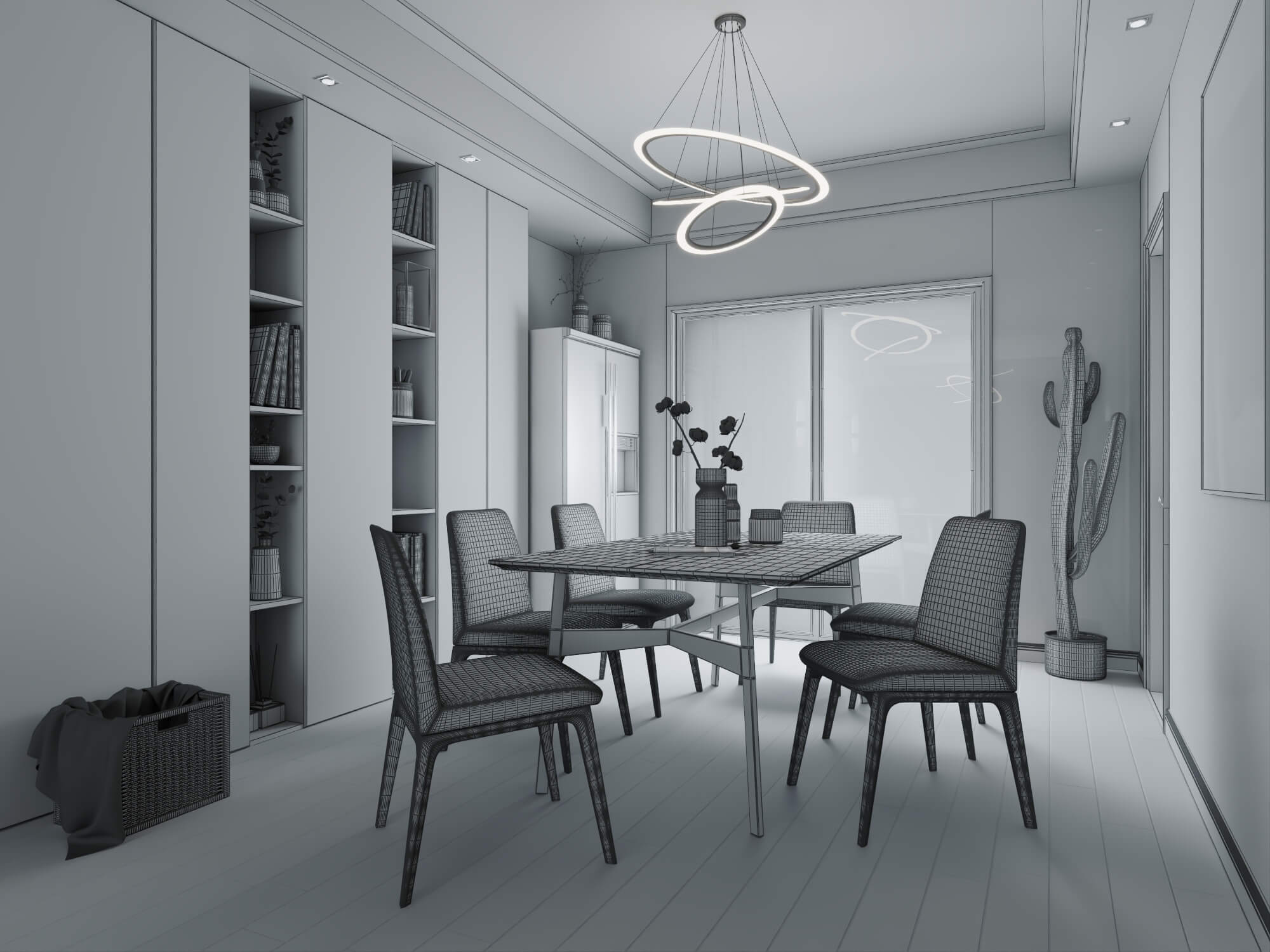 Modern Dining Room Interior 3D Model 3D Model