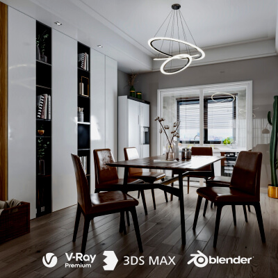 Modern Dining Room Interior 3D Model