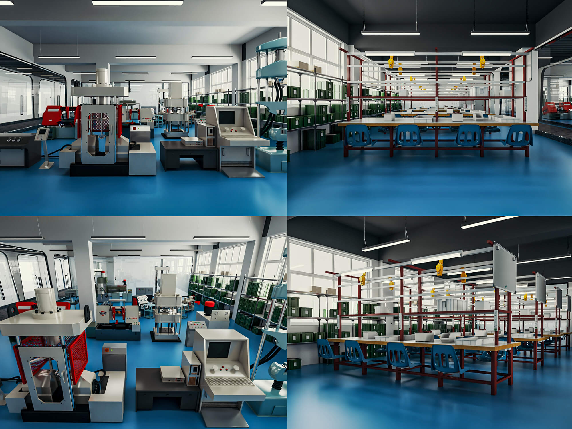 Modern Factory Workshop Interior Scene 3D Model