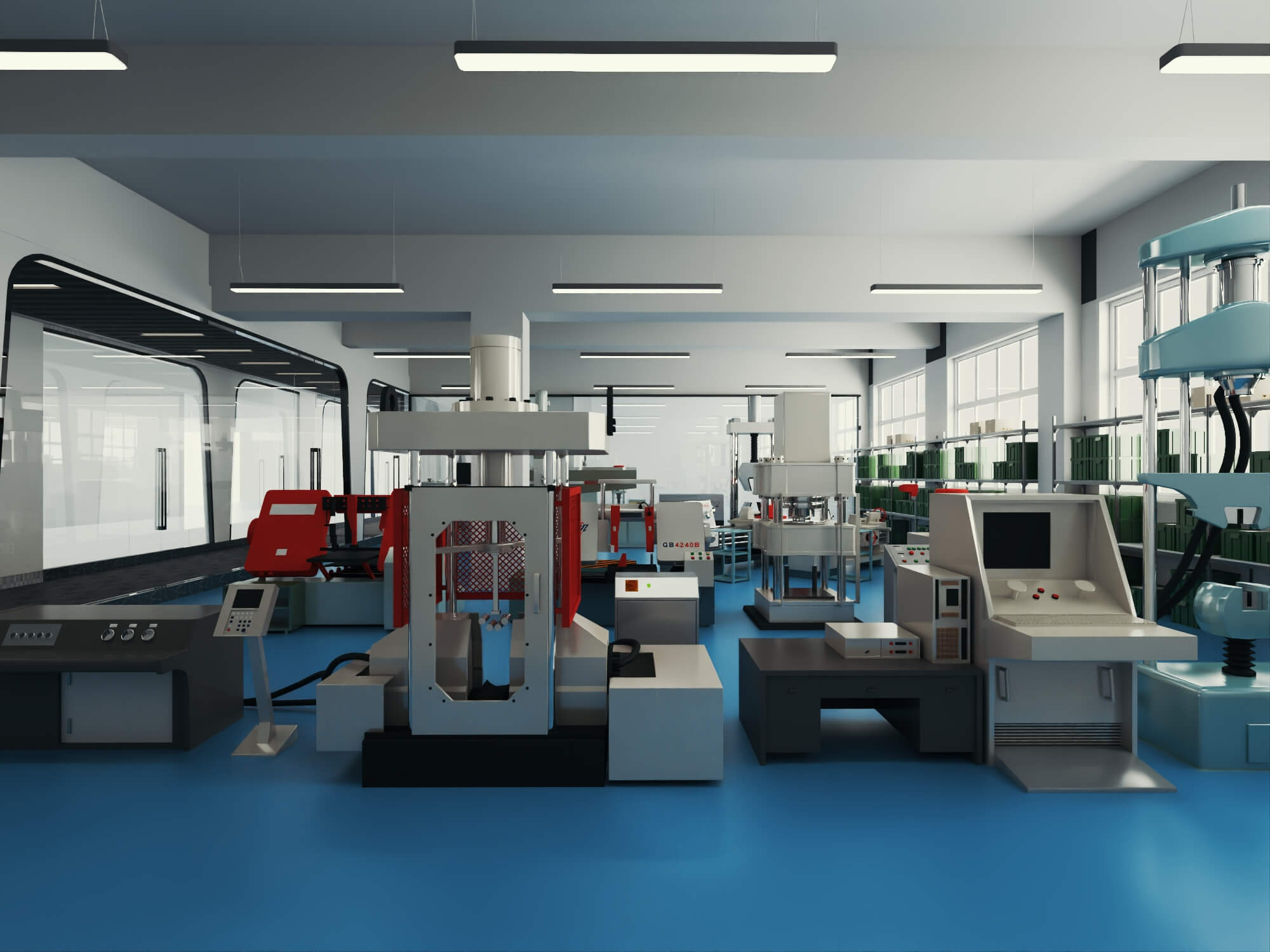 Modern Factory Workshop Interior Scene 3D Model