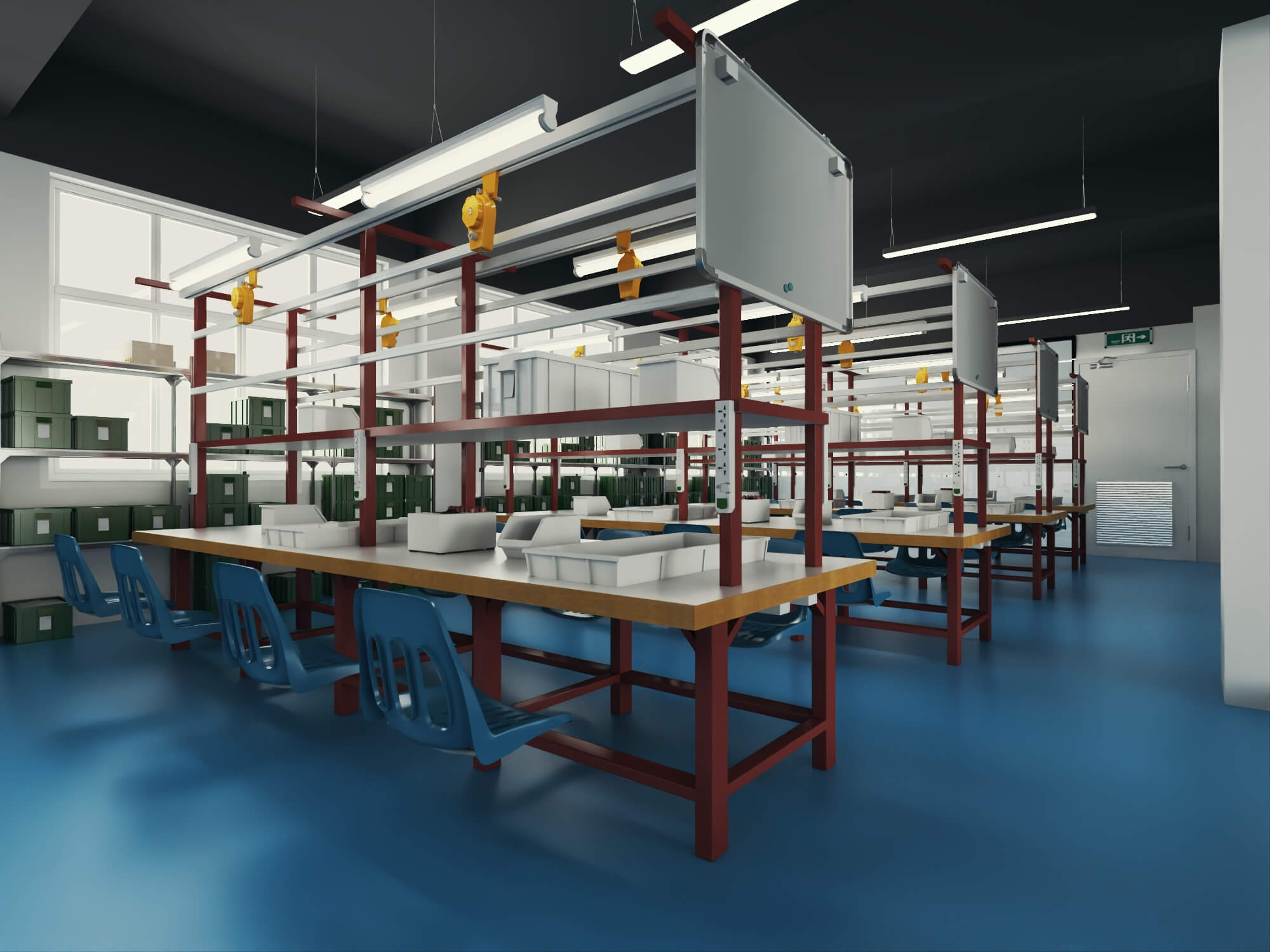 Modern Factory Workshop Interior Scene 3D Model