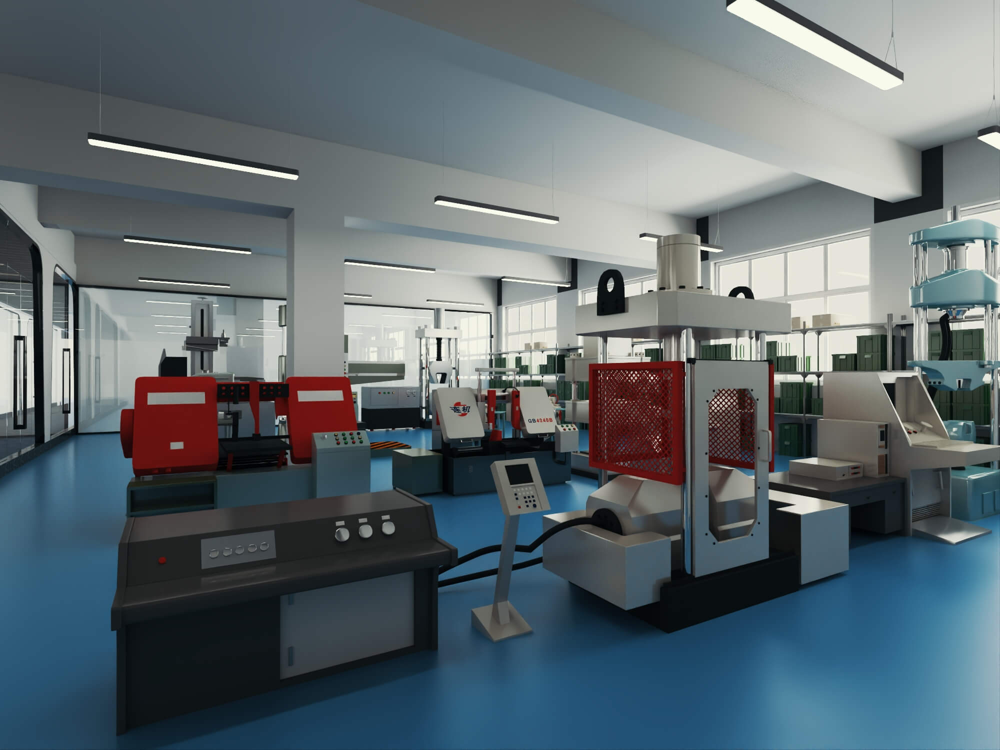 Modern Factory Workshop Interior Scene 3D Model