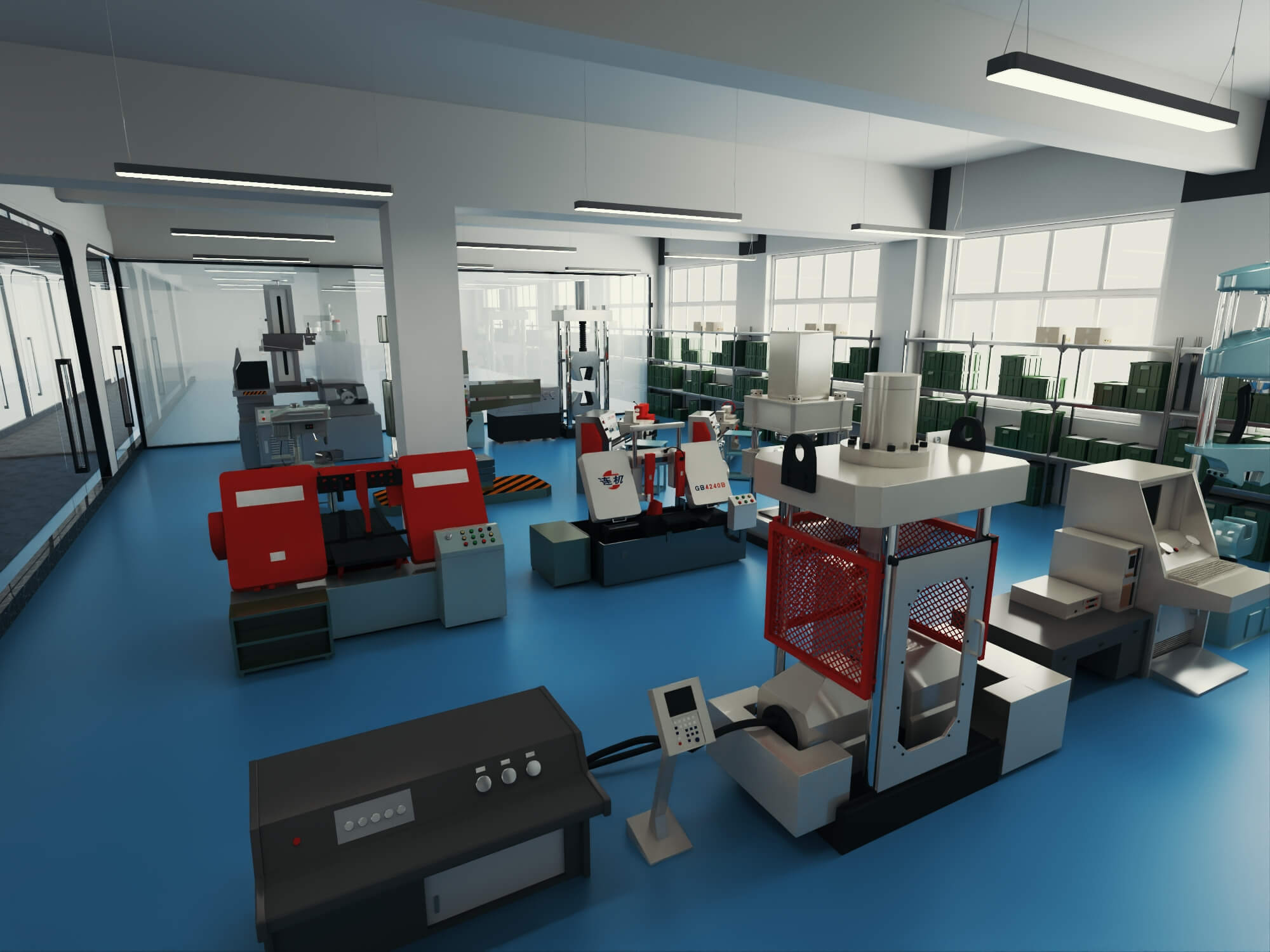 Modern Factory Workshop Interior Scene 3D Model