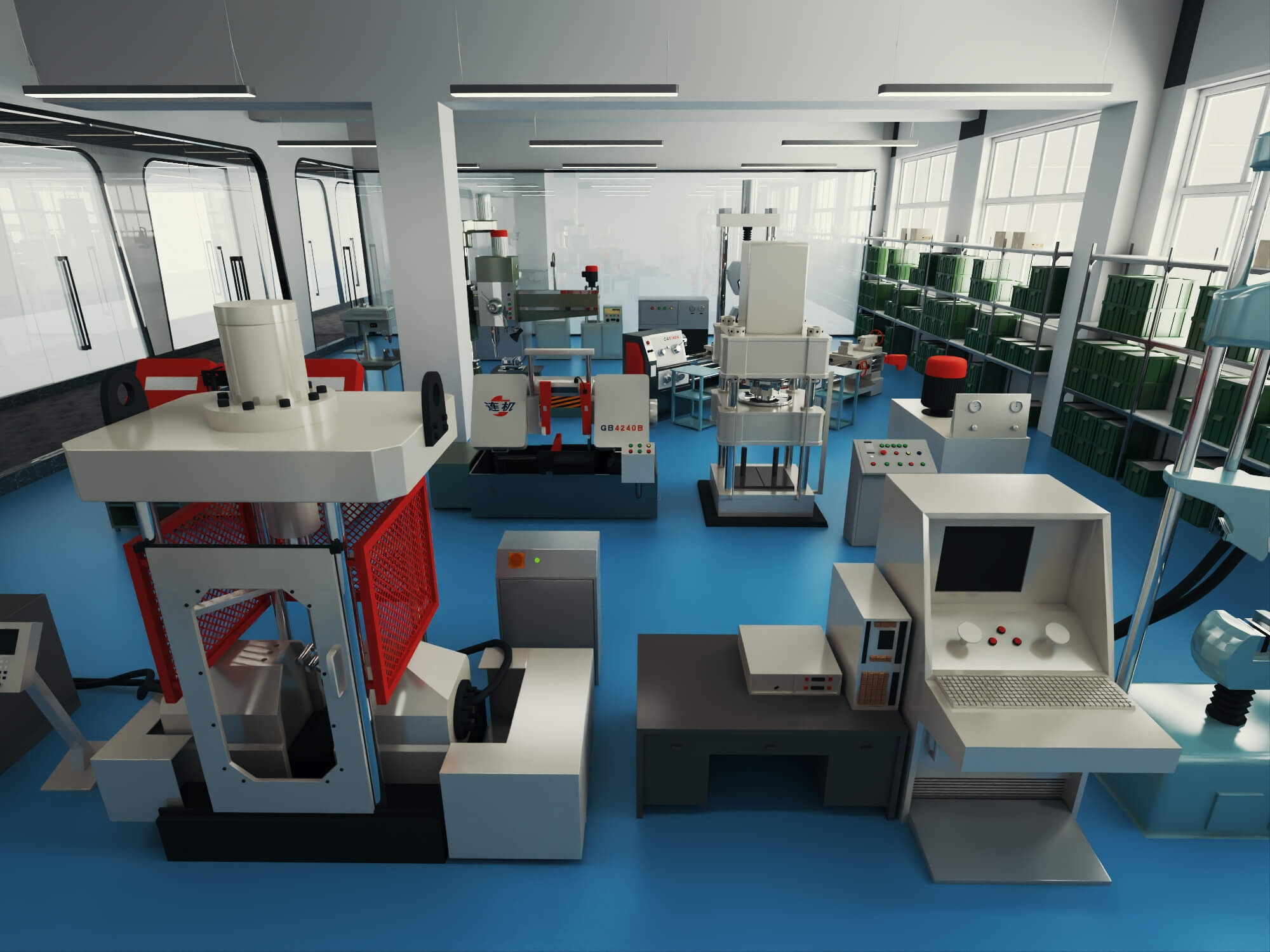 Modern Factory Workshop Interior Scene 3D Model