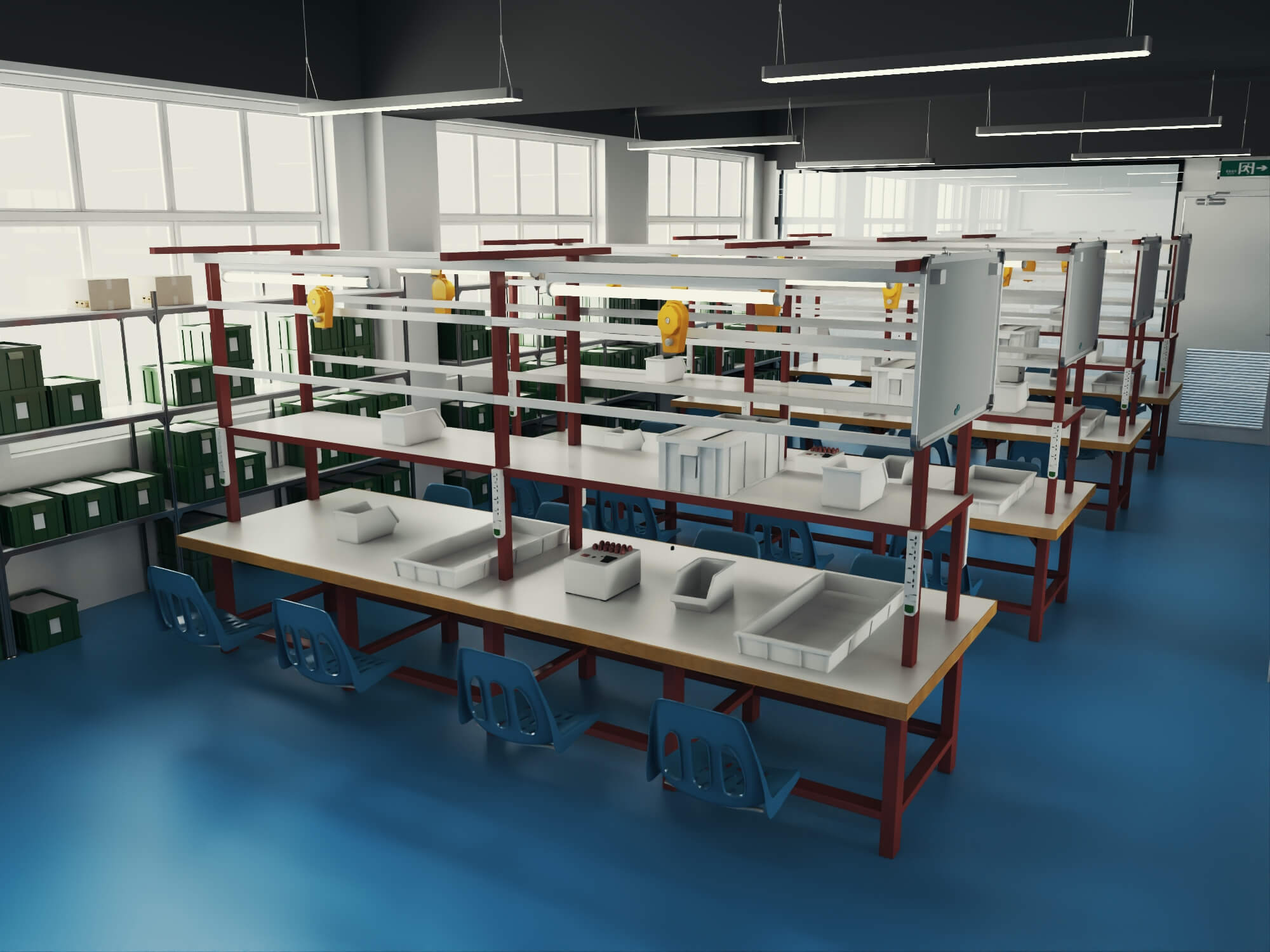 Modern Factory Workshop Interior Scene 3D Model