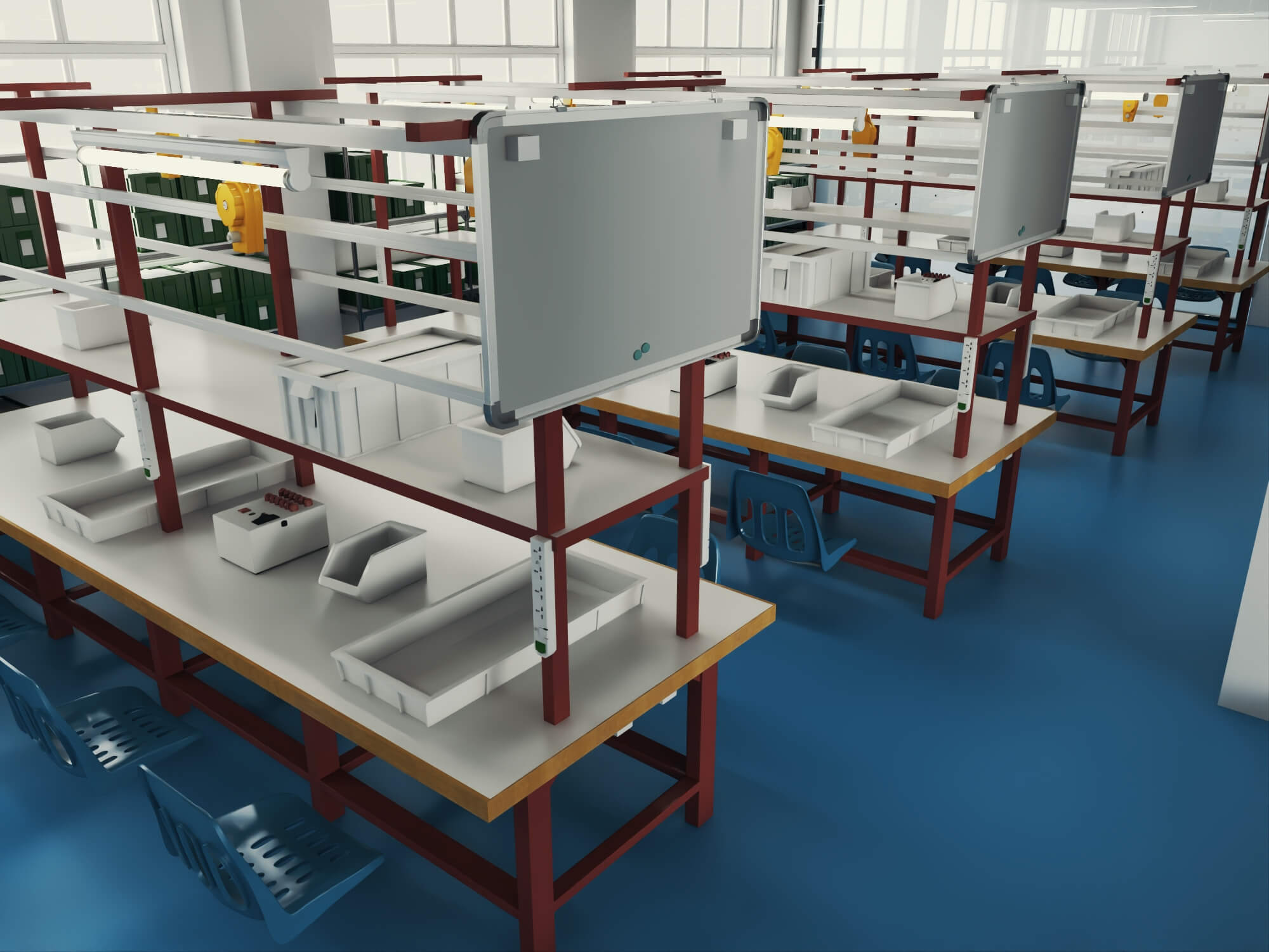Modern Factory Workshop Interior Scene 3D Model