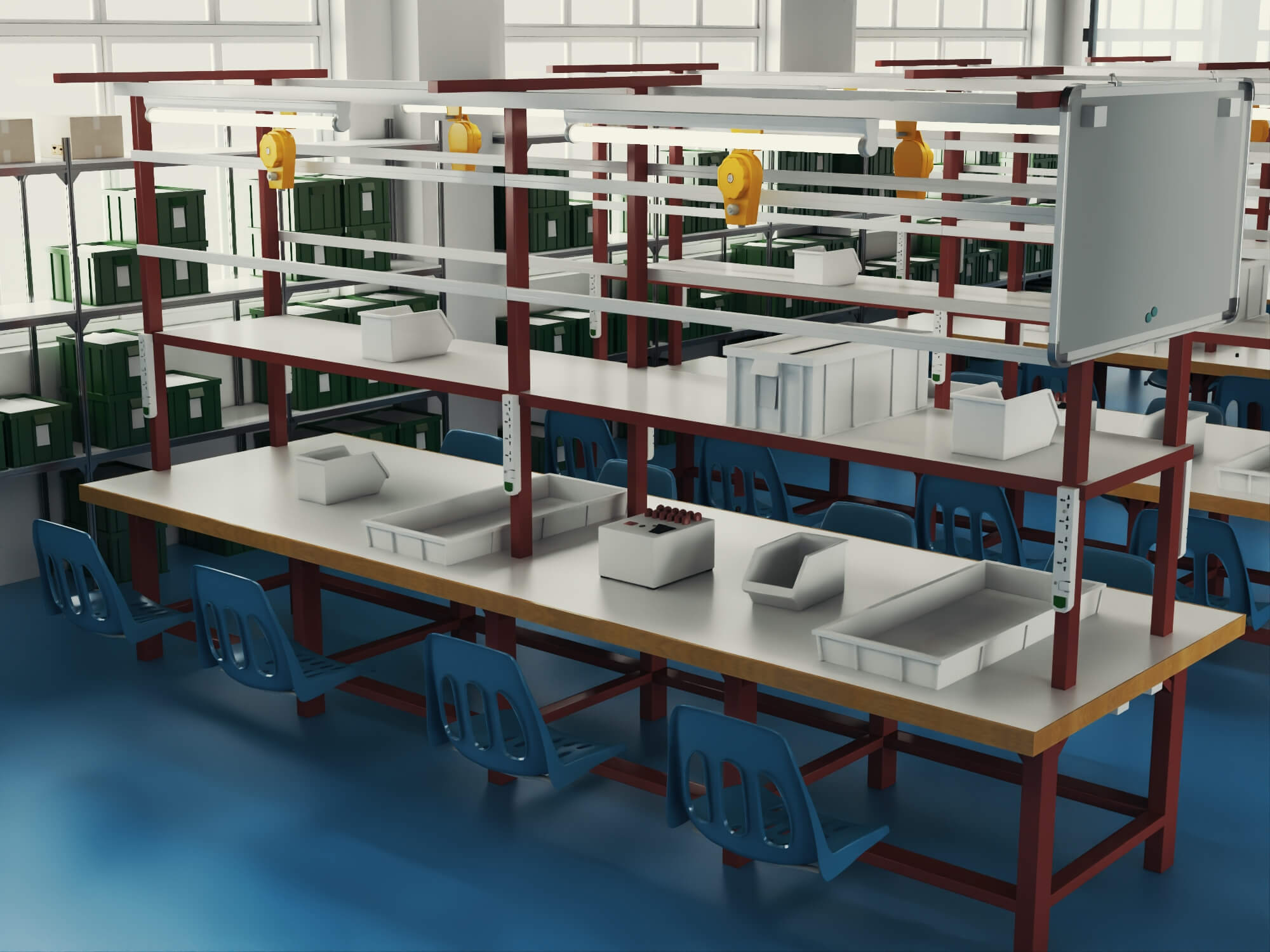Modern Factory Workshop Interior Scene 3D Model