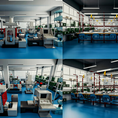 Modern Factory Workshop Interior Scene