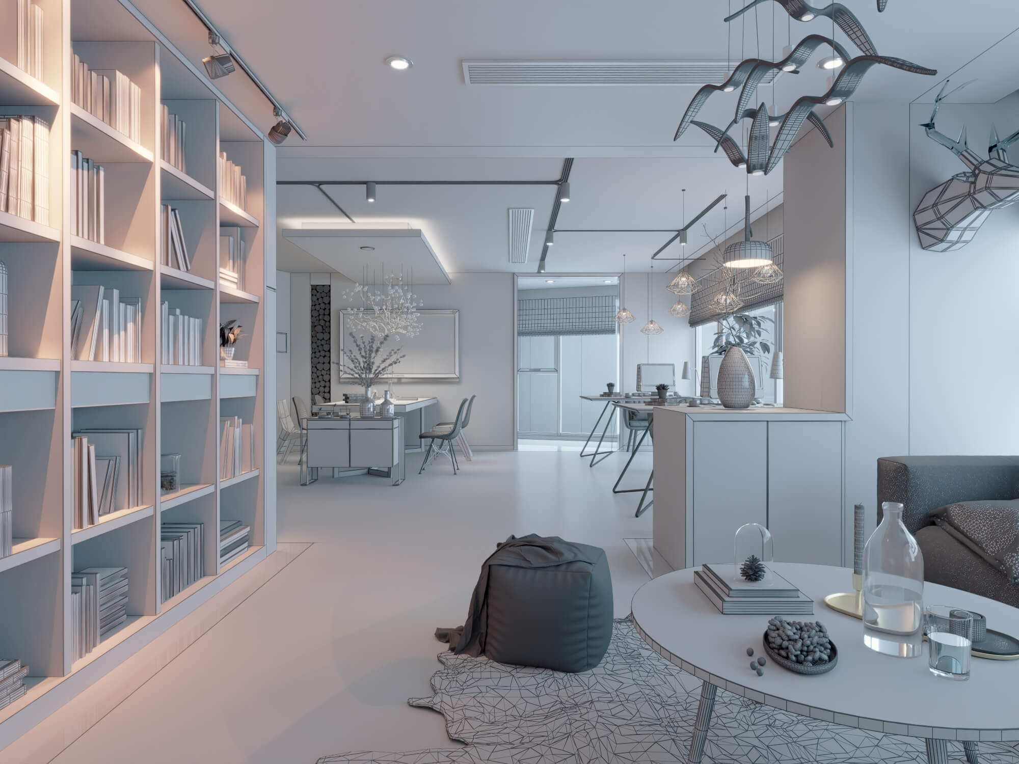Modern Home Study Interior 3d Model 3D Model