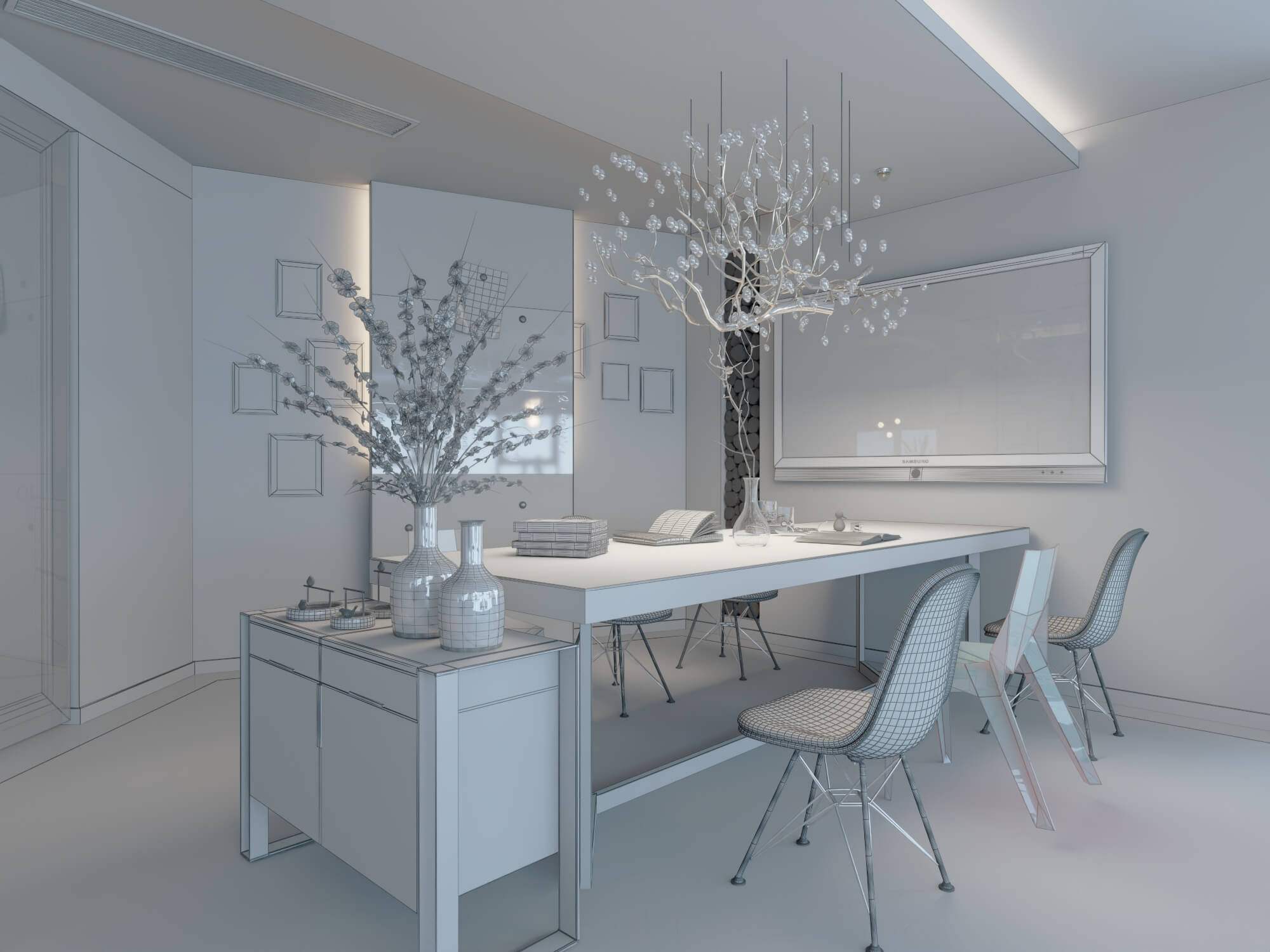 Modern Home Study Interior 3d Model 3D Model