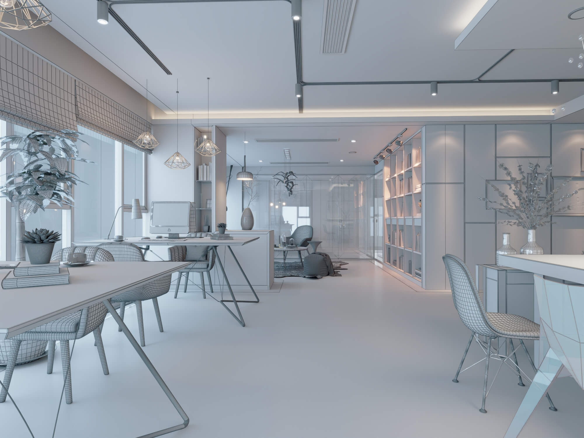 Modern Home Study Interior 3d Model 3D Model