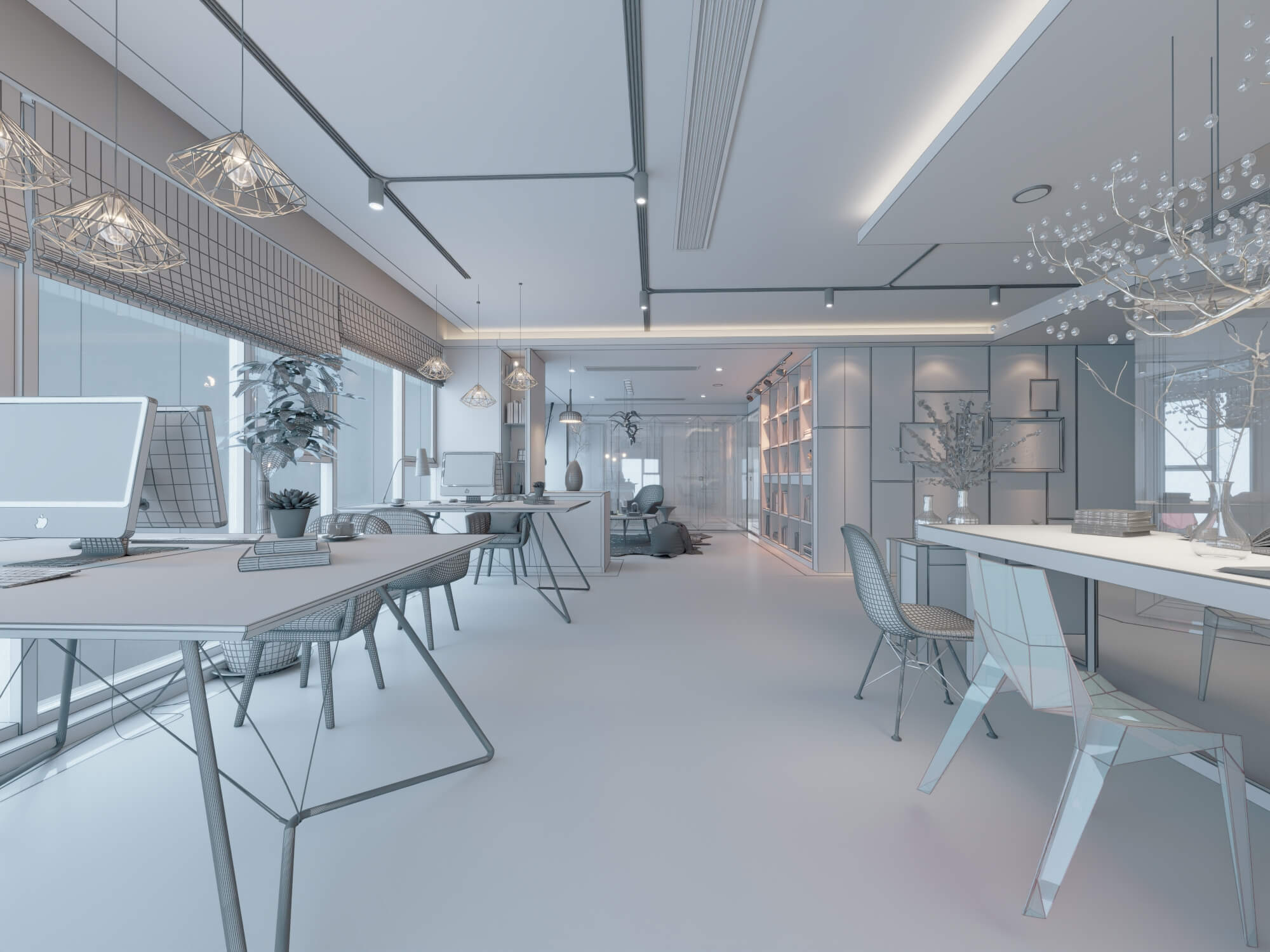 Modern Home Study Interior 3d Model 3D Model