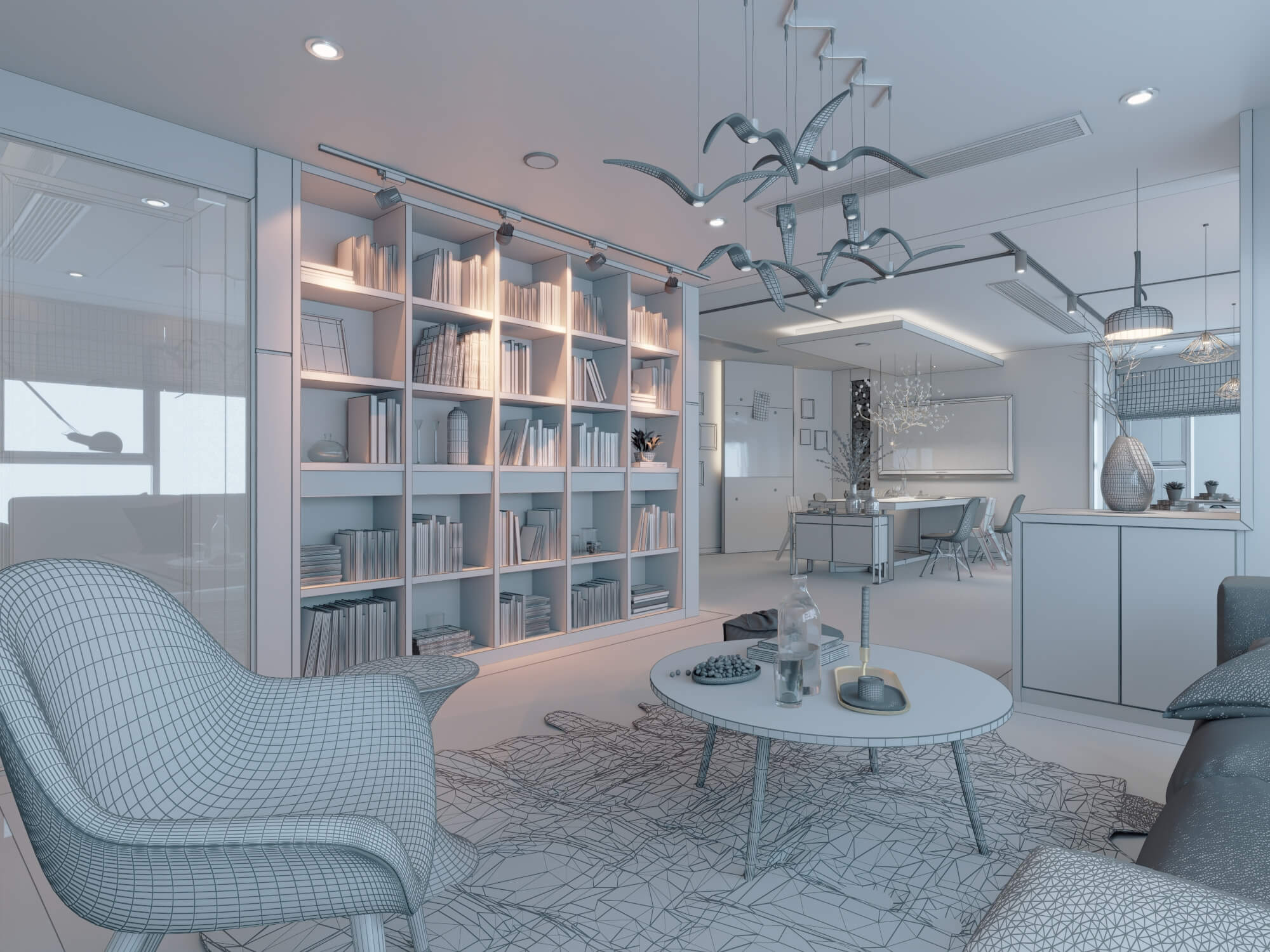Modern Home Study Interior 3d Model 3D Model