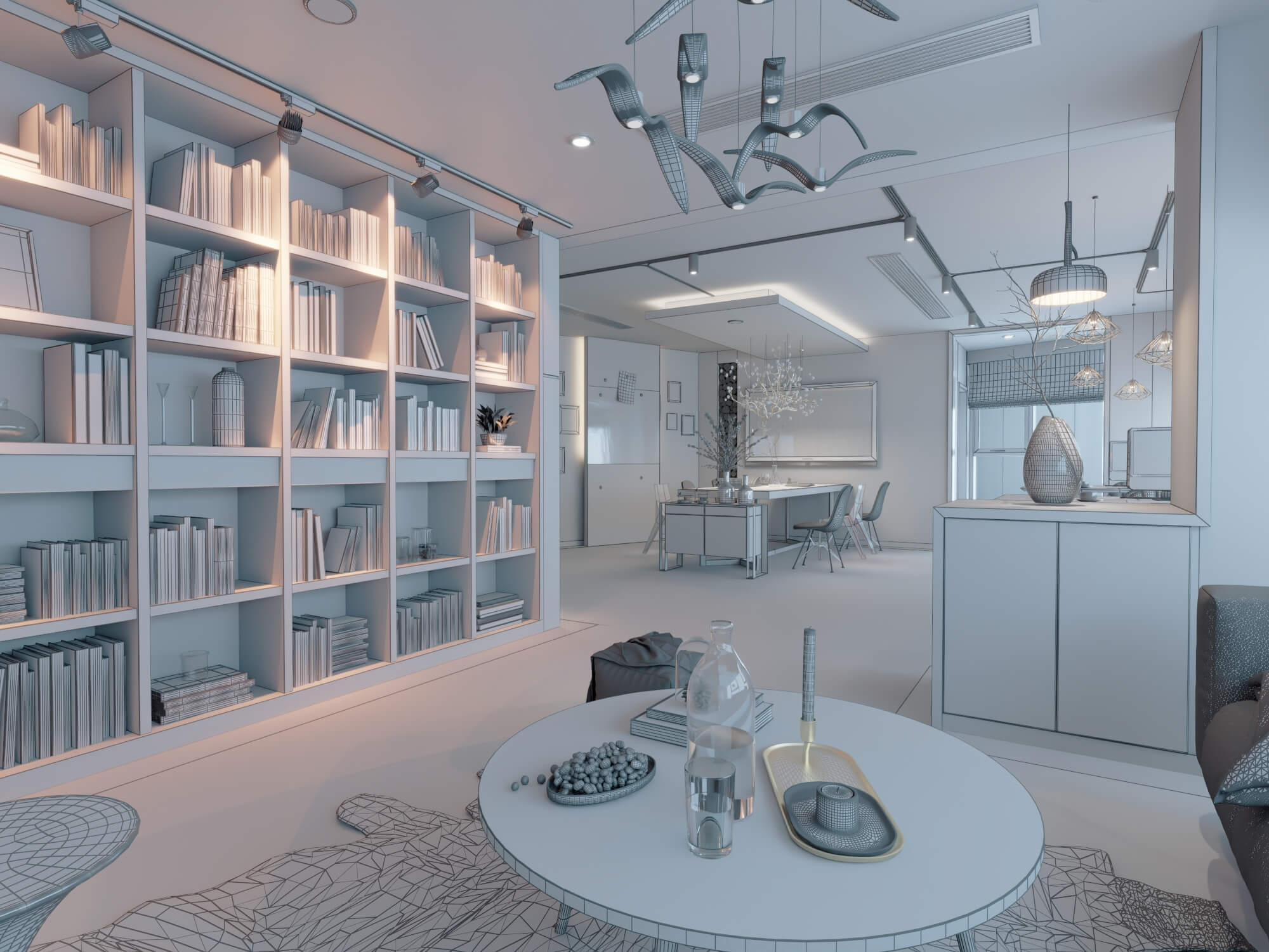Modern Home Study Interior 3d Model 3D Model