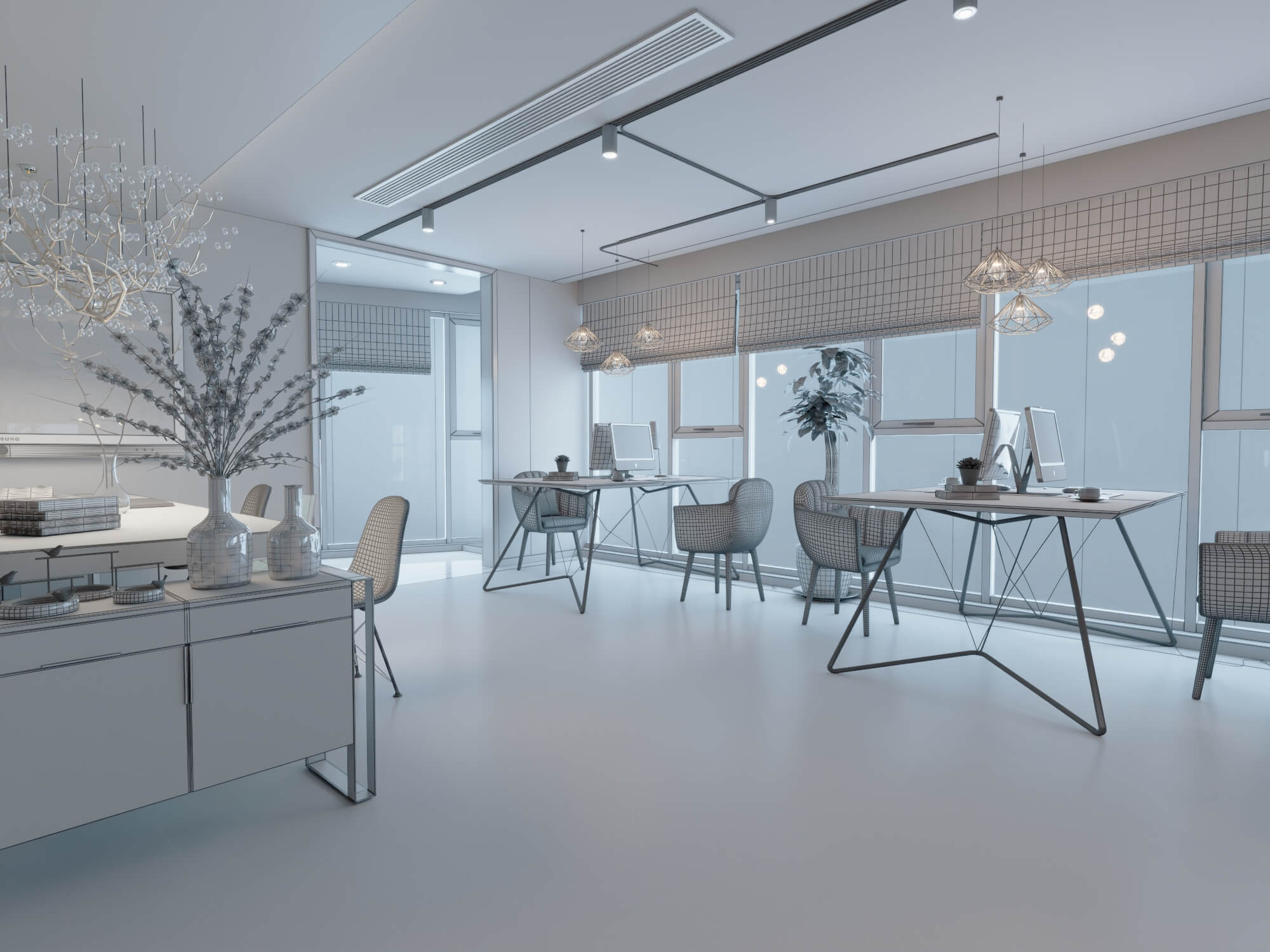 Modern Home Study Interior 3d Model 3D Model