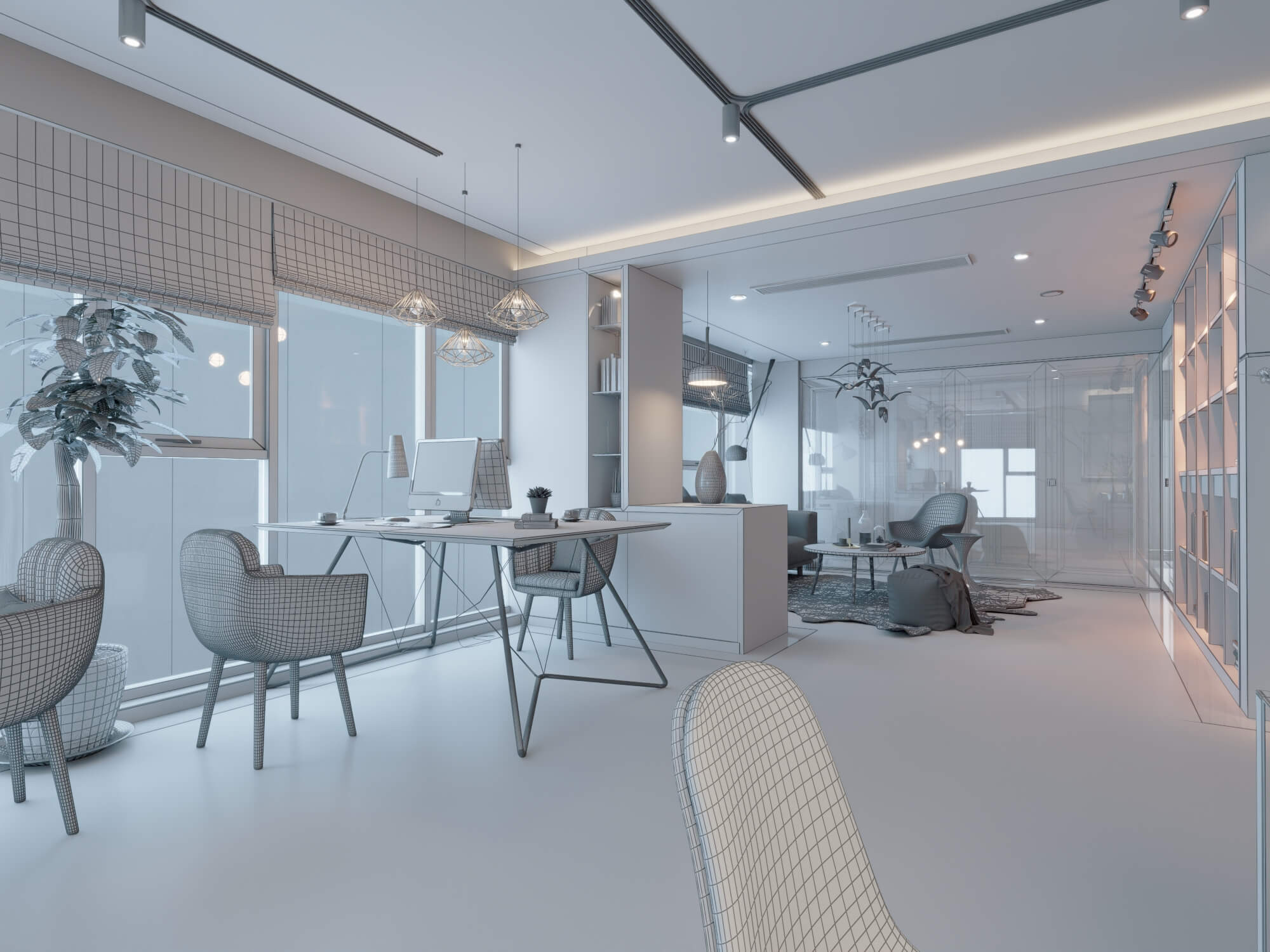 Modern Home Study Interior 3d Model 3D Model