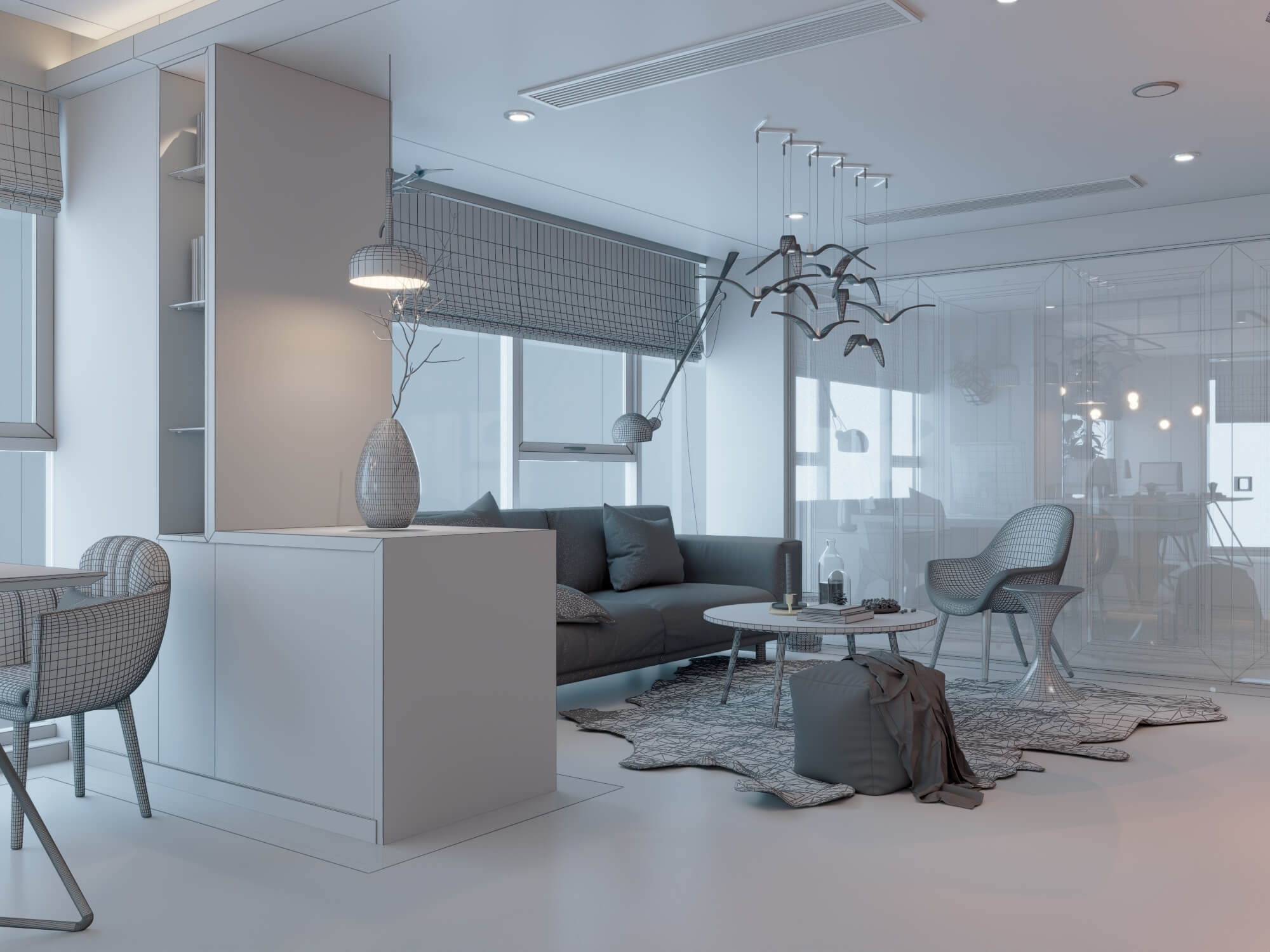 Modern Home Study Interior 3d Model 3D Model