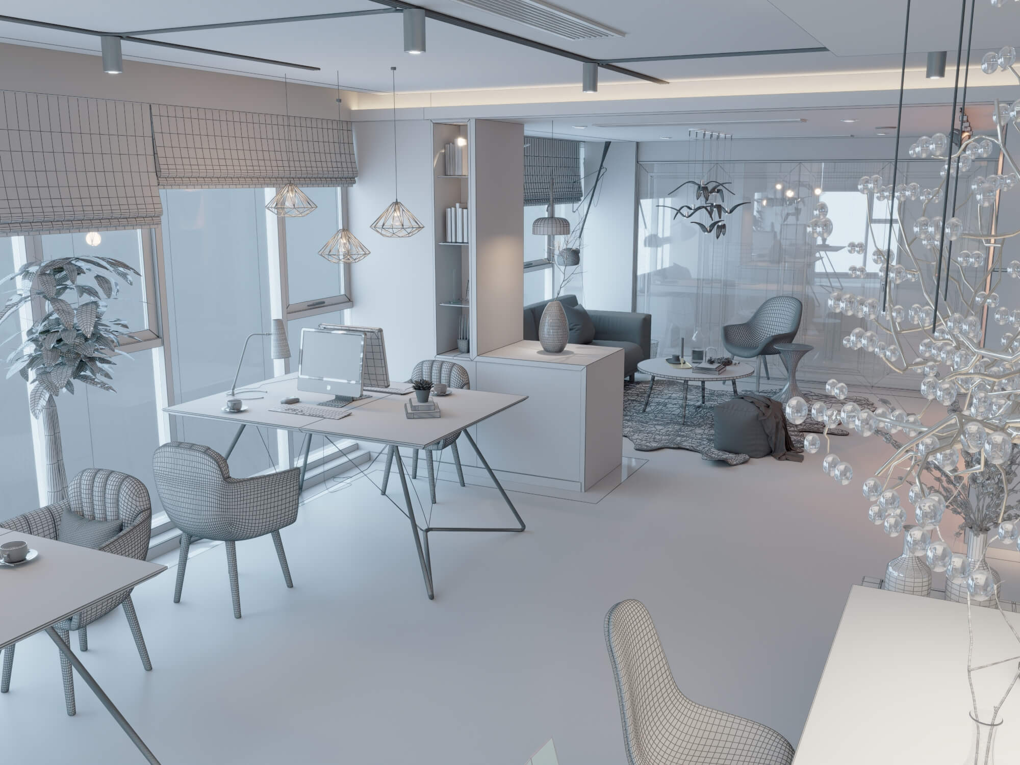 Modern Home Study Interior 3d Model 3D Model