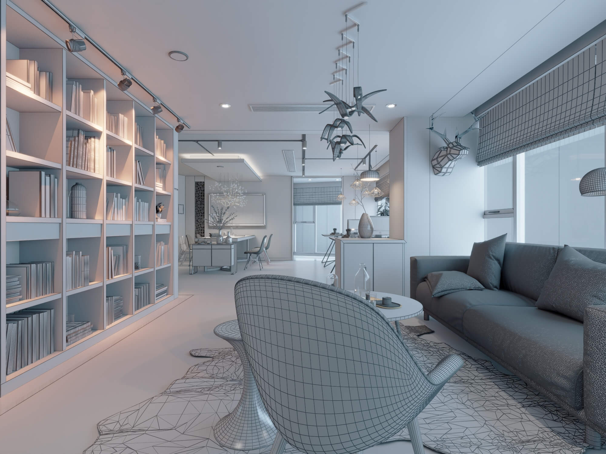 Modern Home Study Interior 3d Model 3D Model