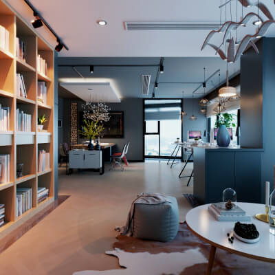Modern Home Study Interior 3d Model