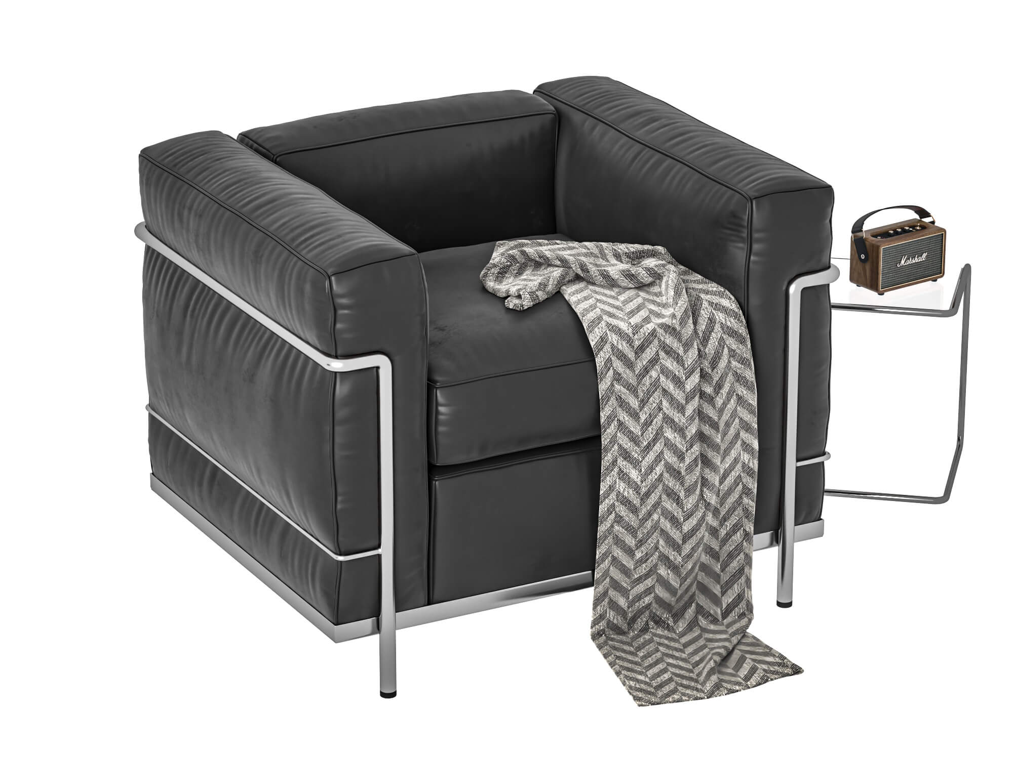 Modern Leather Armchair with Decor Props 3D Model