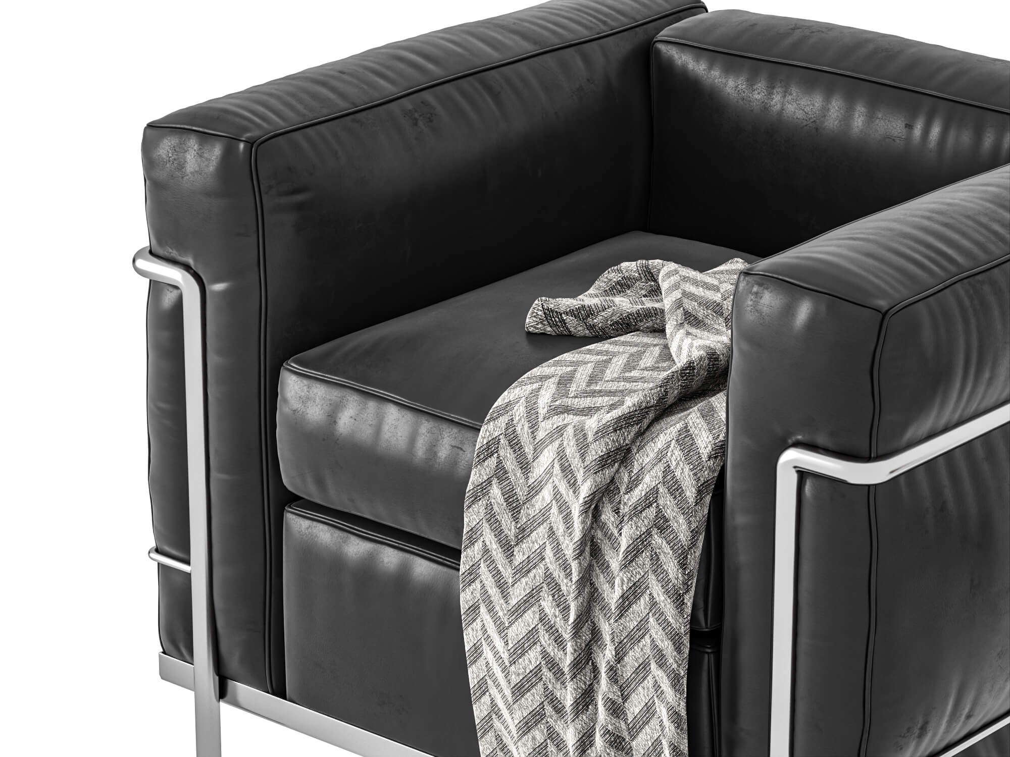 Modern Leather Armchair with Decor Props 3D Model