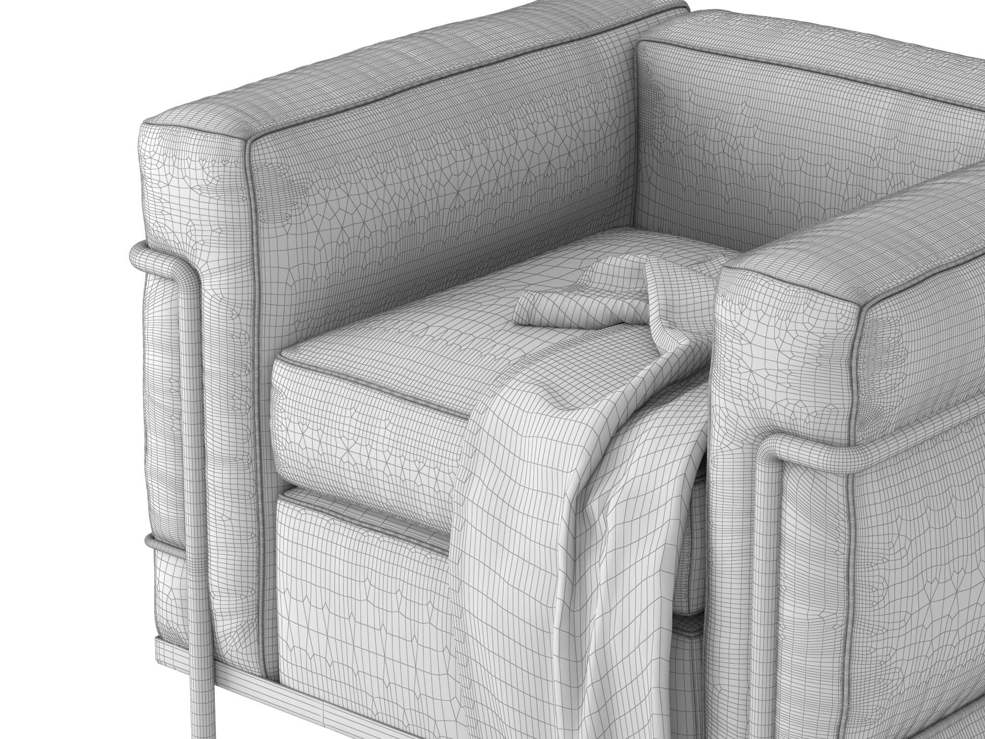 Modern Leather Armchair with Decor Props 3D Model