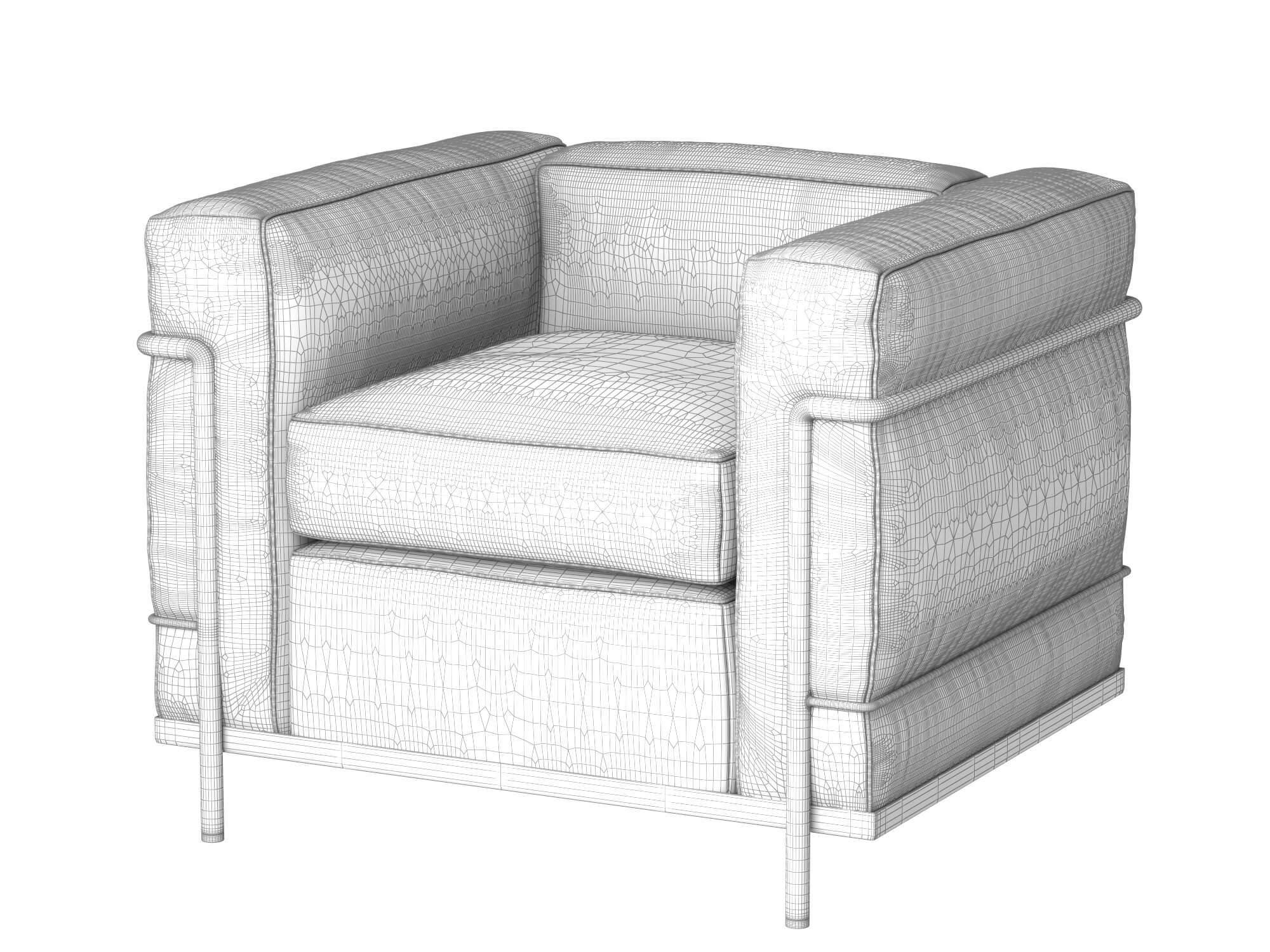 Modern Leather Armchair with Decor Props 3D Model