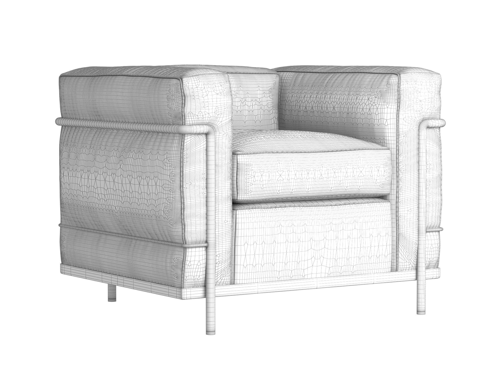 Modern Leather Armchair with Decor Props 3D Model