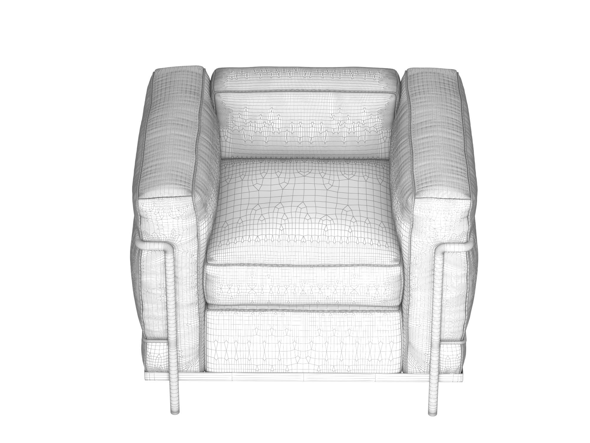 Modern Leather Armchair with Decor Props 3D Model
